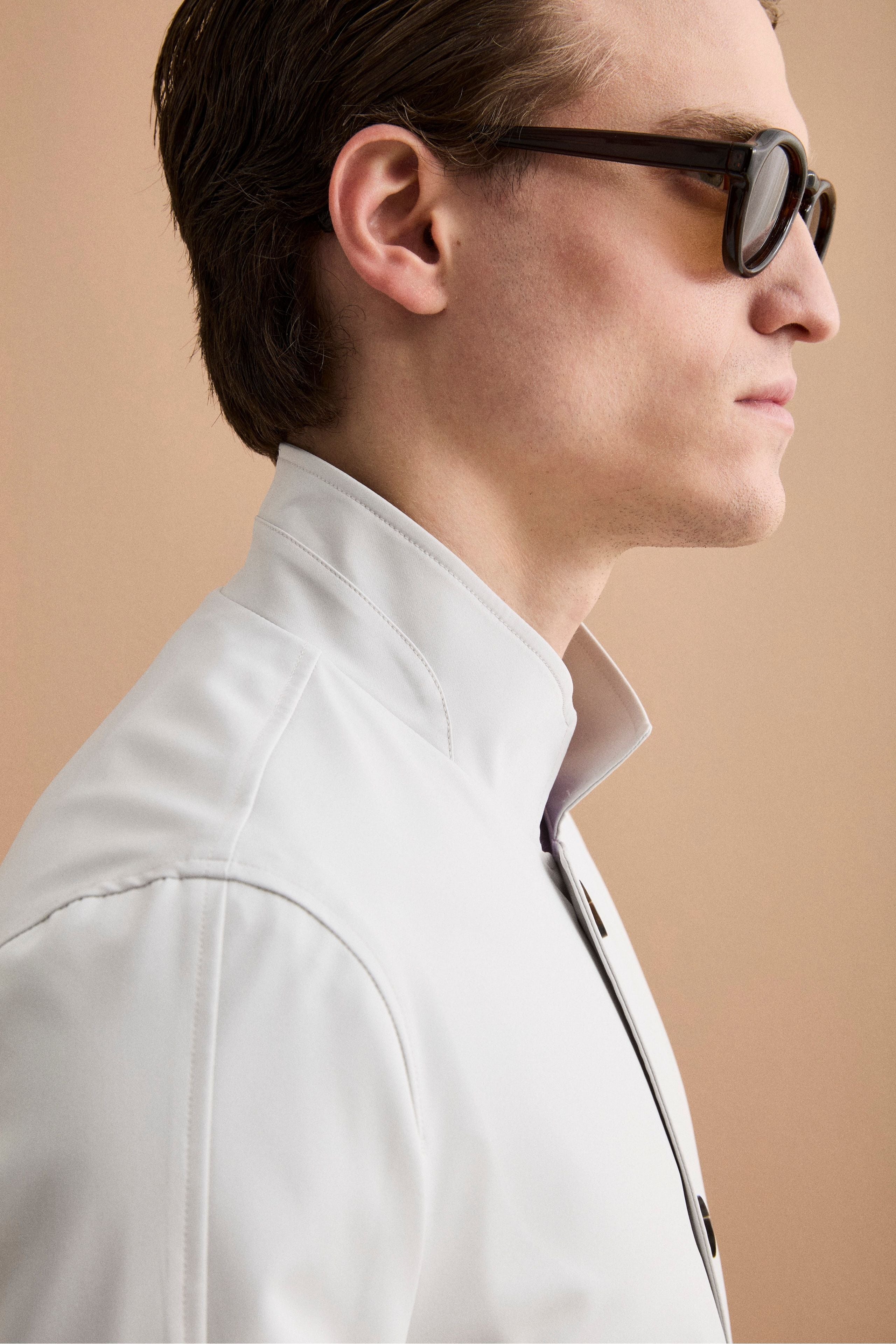 Herren Einreihiger Halbgefütterter Regenmantel - Hellgrau