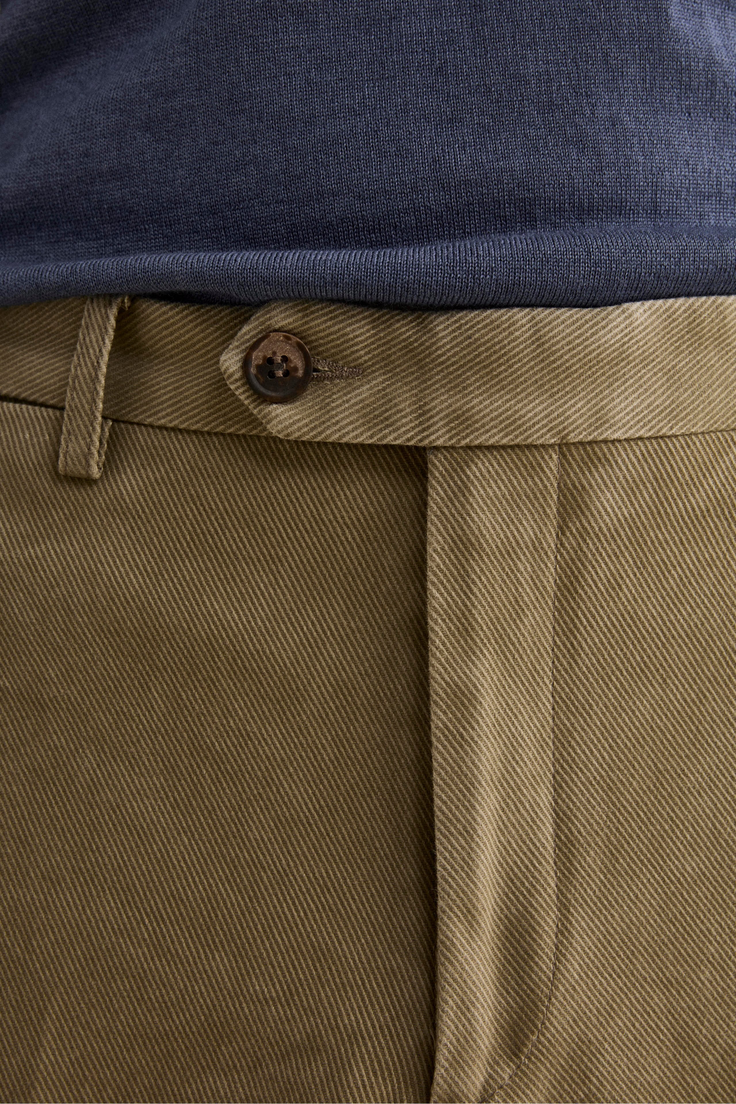 Cotton Slim Fit Pleated Trousers - BEIGE