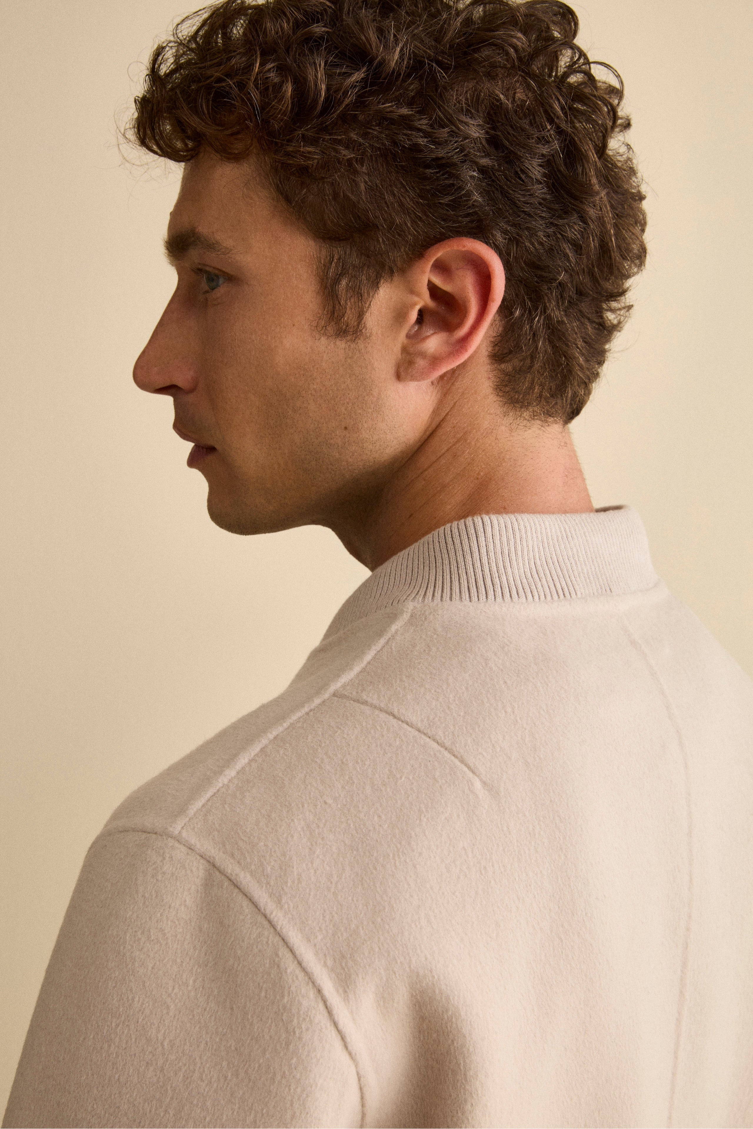 Wool Bomber with Zip - Light grey