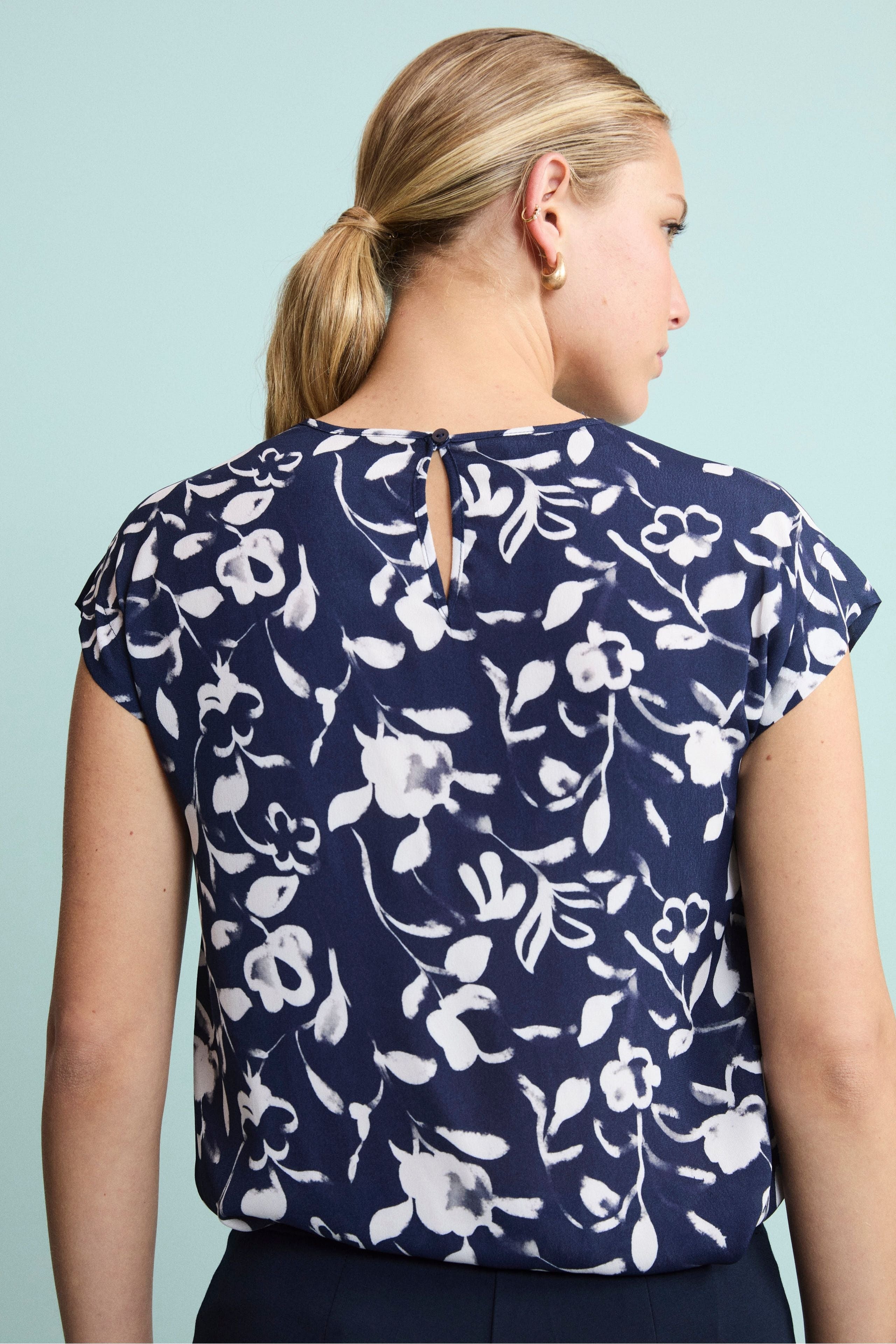 Top da Cerimonia a Fiori Girocollo - FANT. BLU