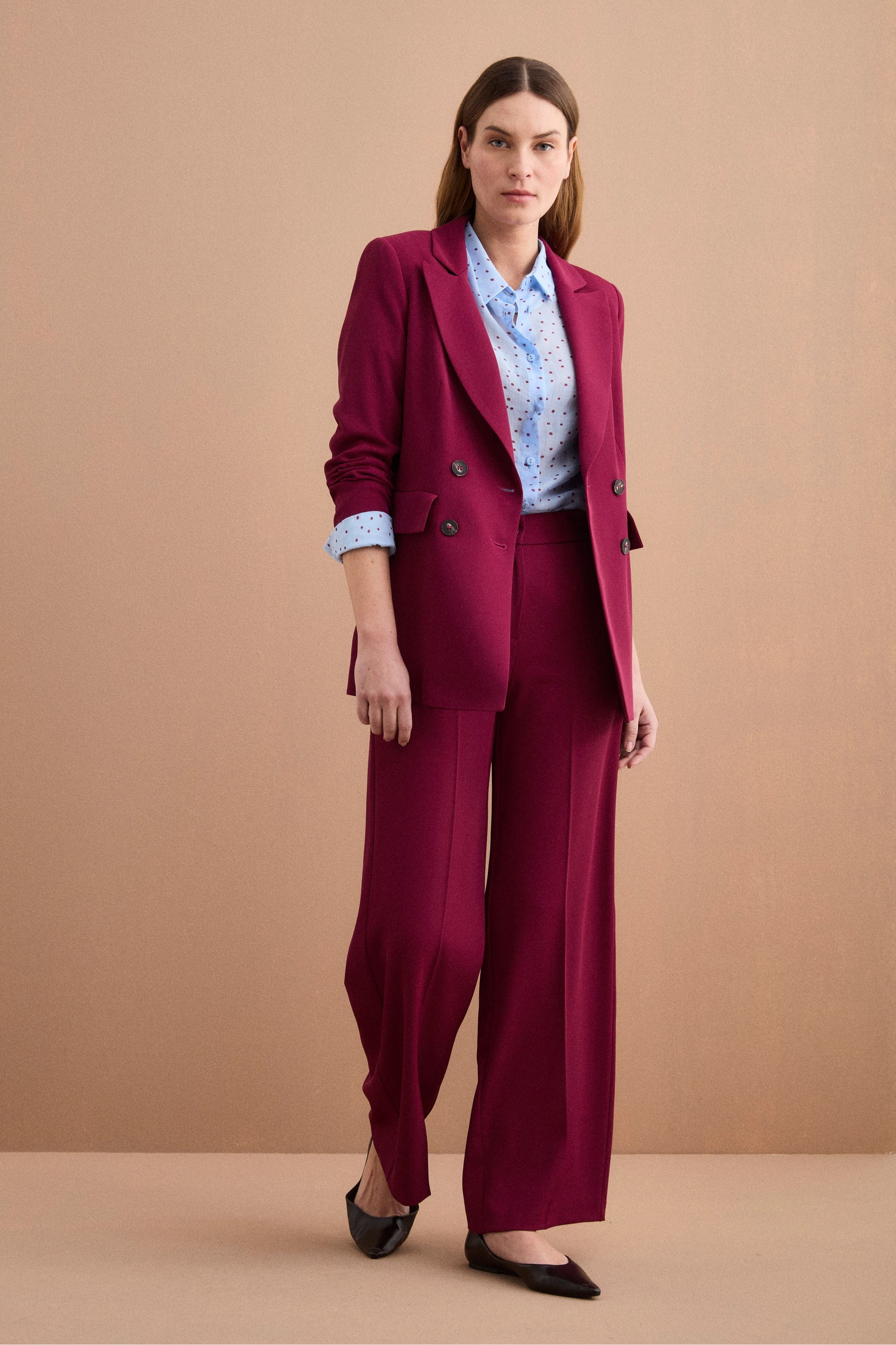 Pantalone Cady a Palazzo con Piega - BORDEAUX