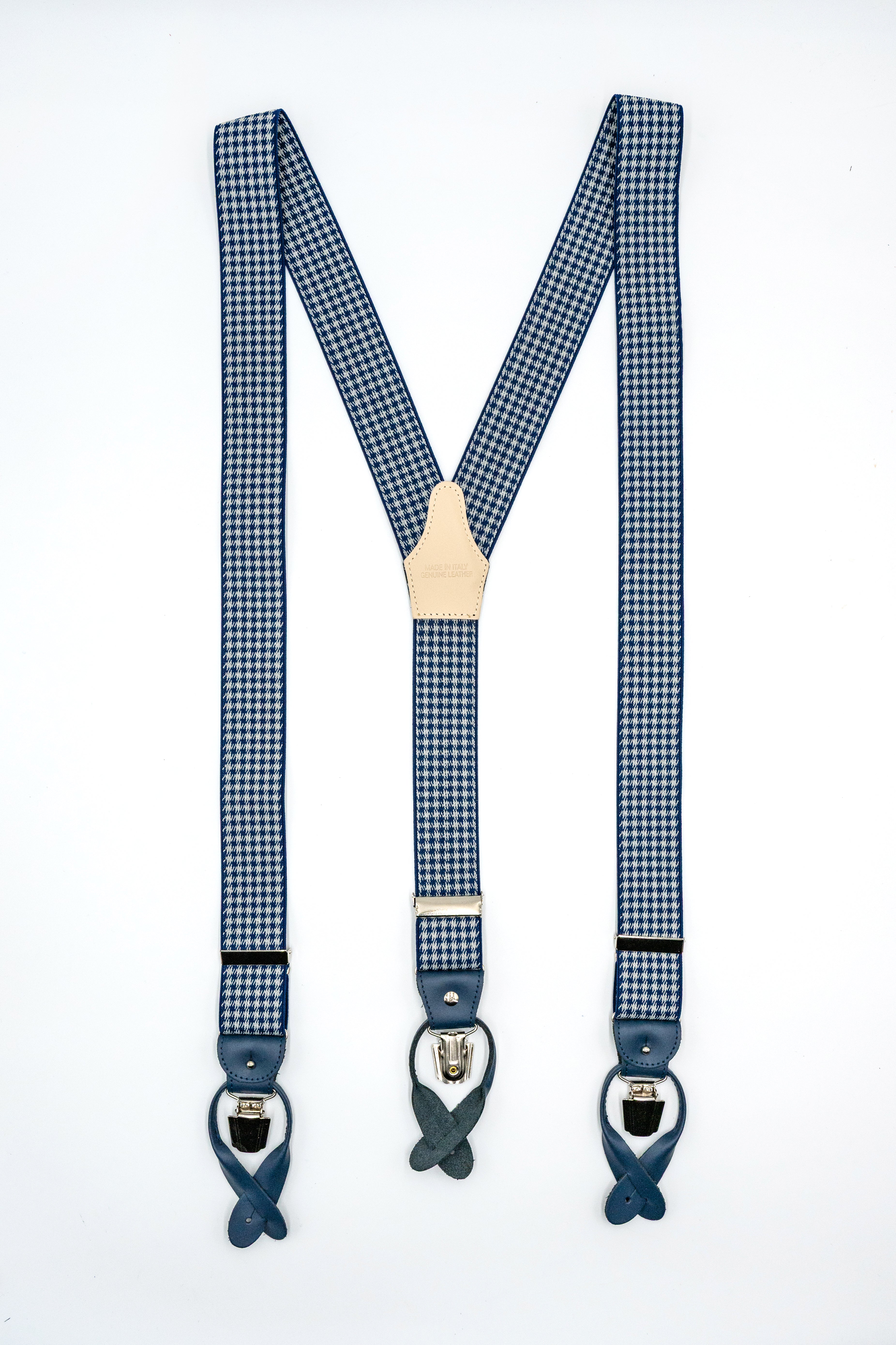 Bretelle Fantasia con Clip e Asole in Pelle - FANT. GRIGIO