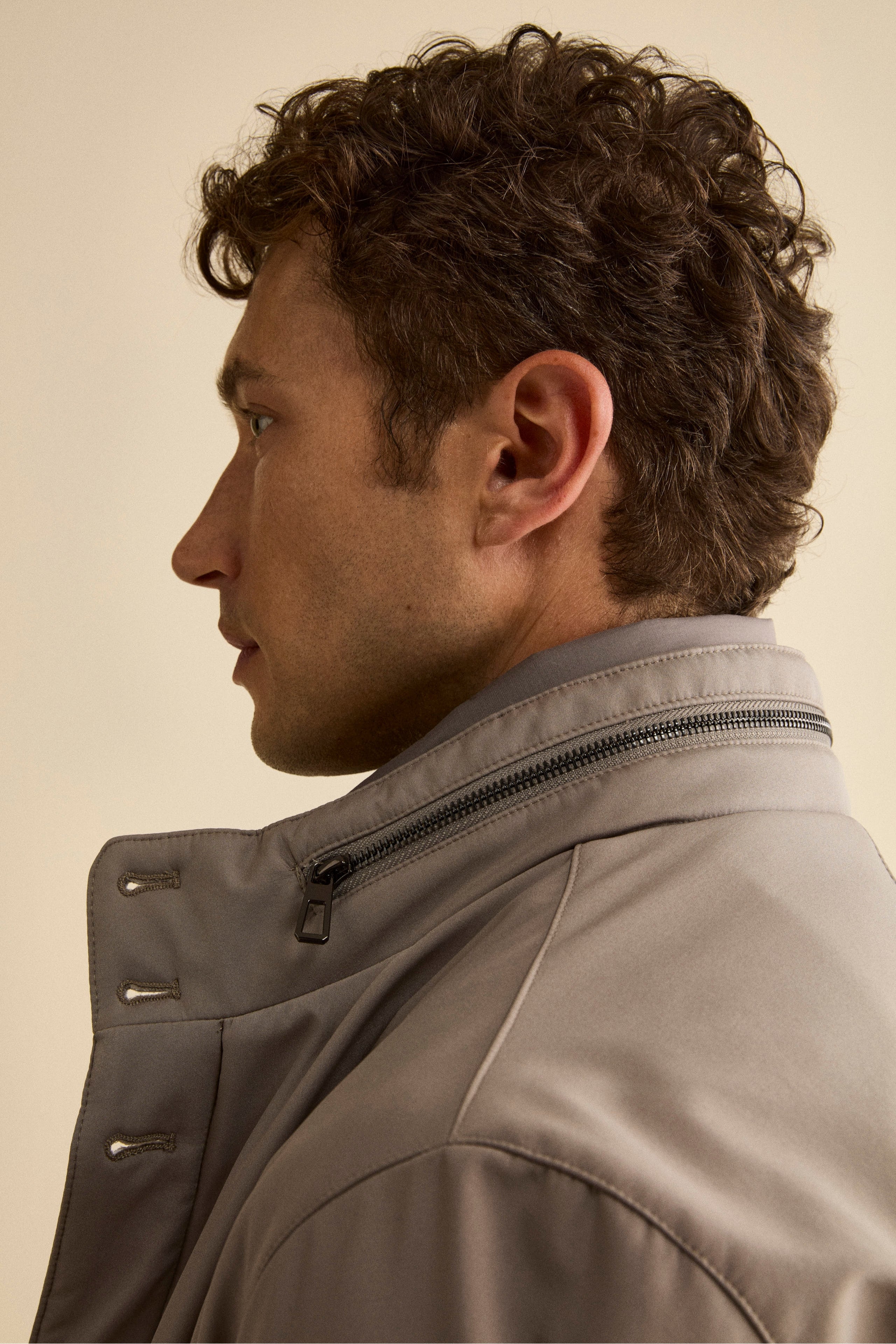 Winter Coat with Removable Bib and Detachable Hood - Sand brown