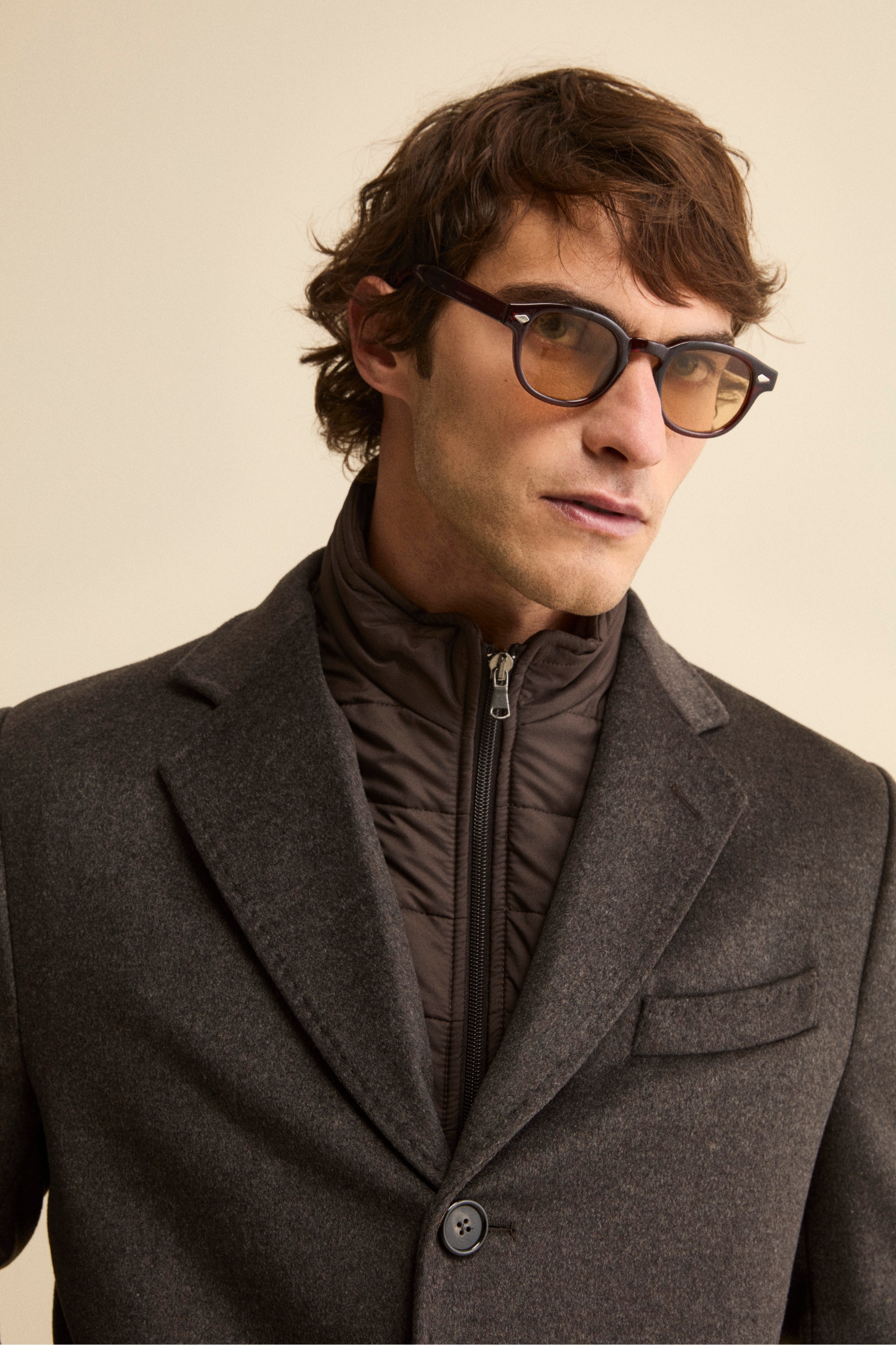 Wool and cashmere coat - brown