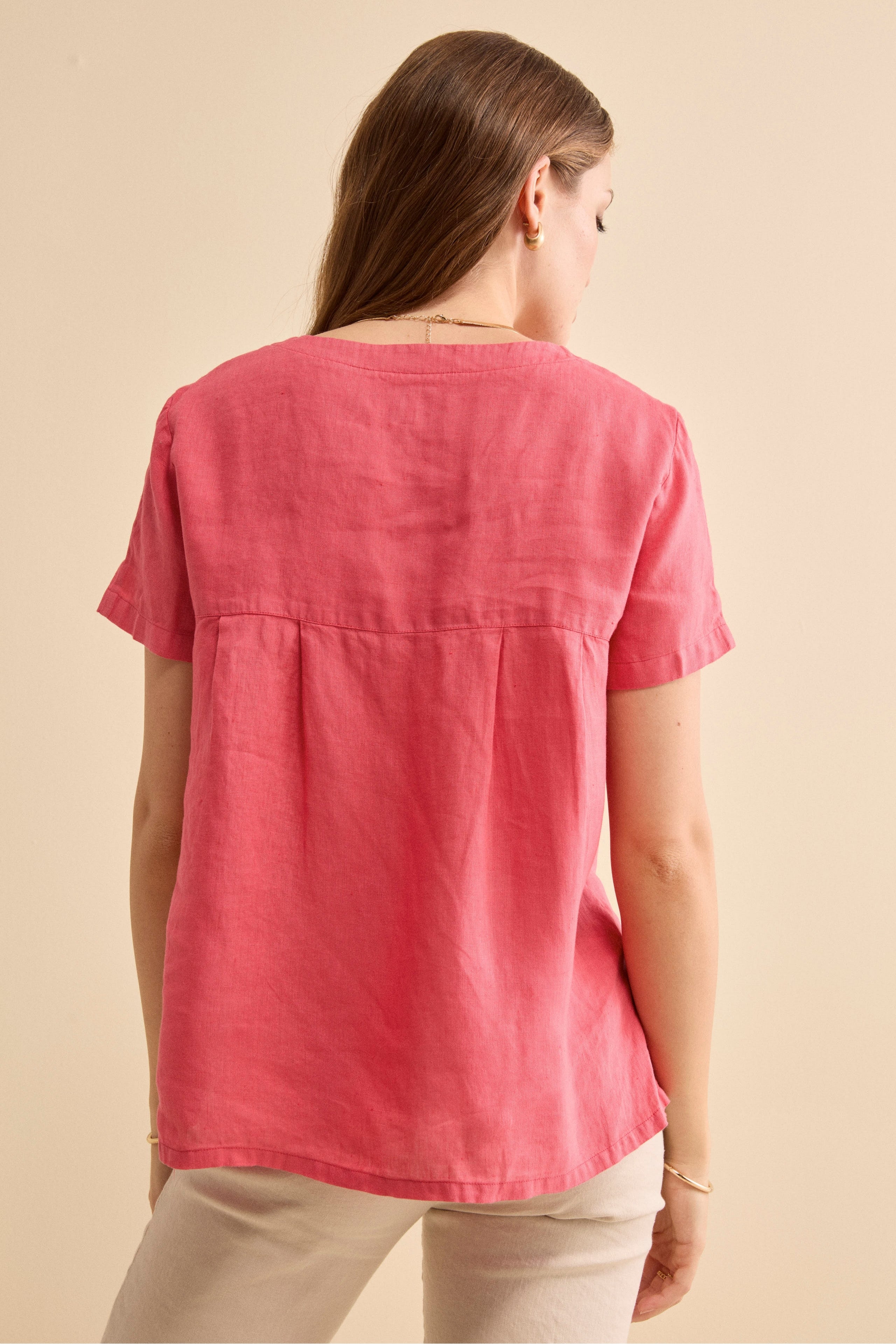 Blusa Morbida Girocollo in Lino - CORALLO