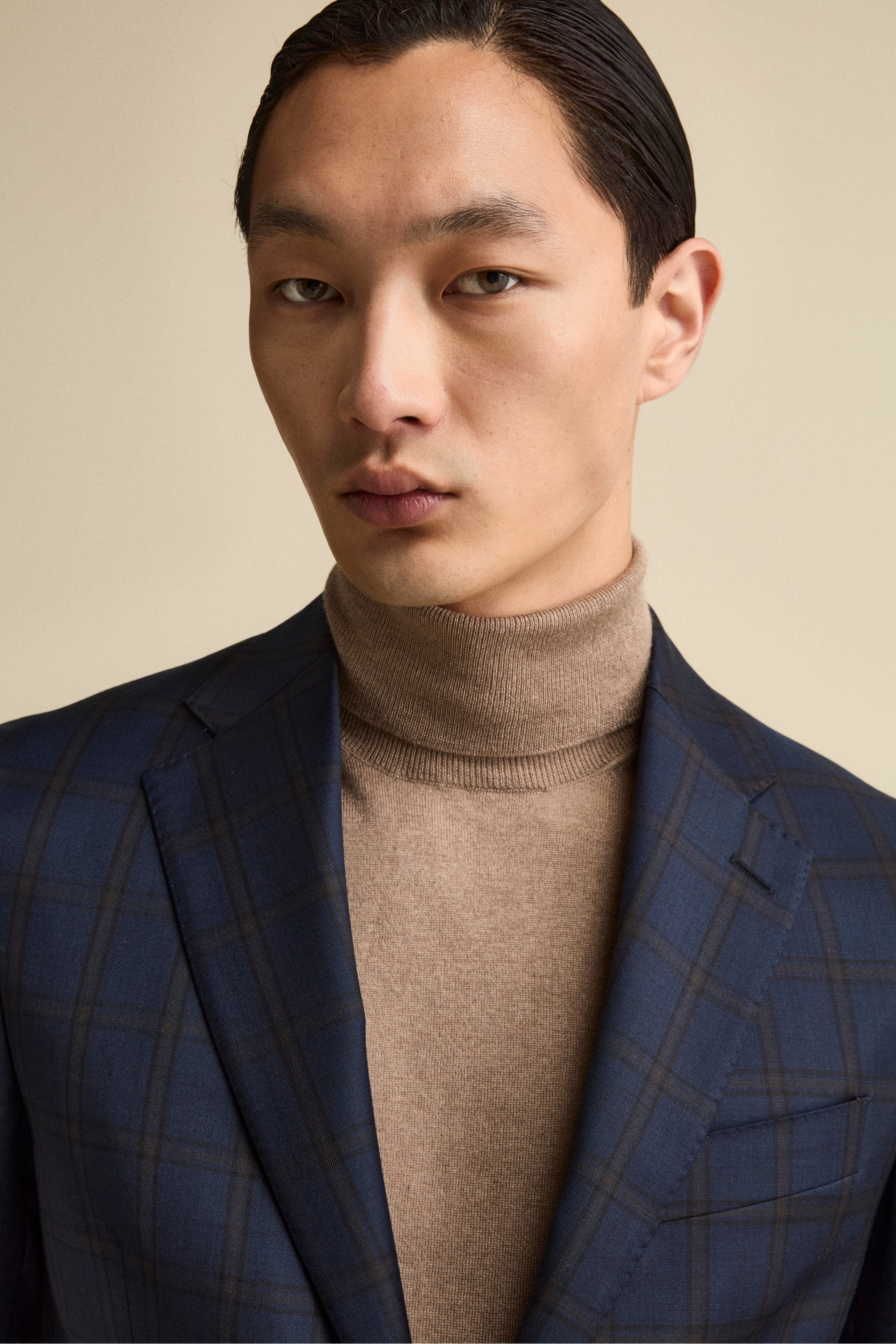 Slim-Fit Checked Lined Suit in Virgin Wool - Blue check