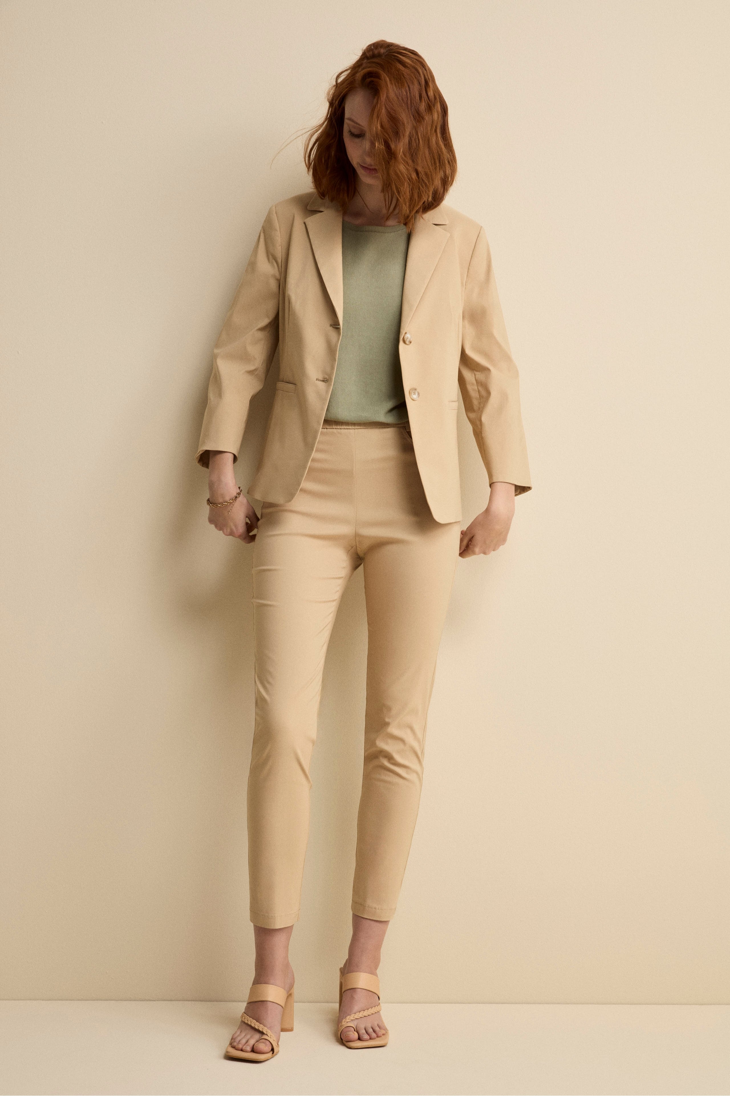 Pantalone Slim Fit in Bengalina - BEIGE