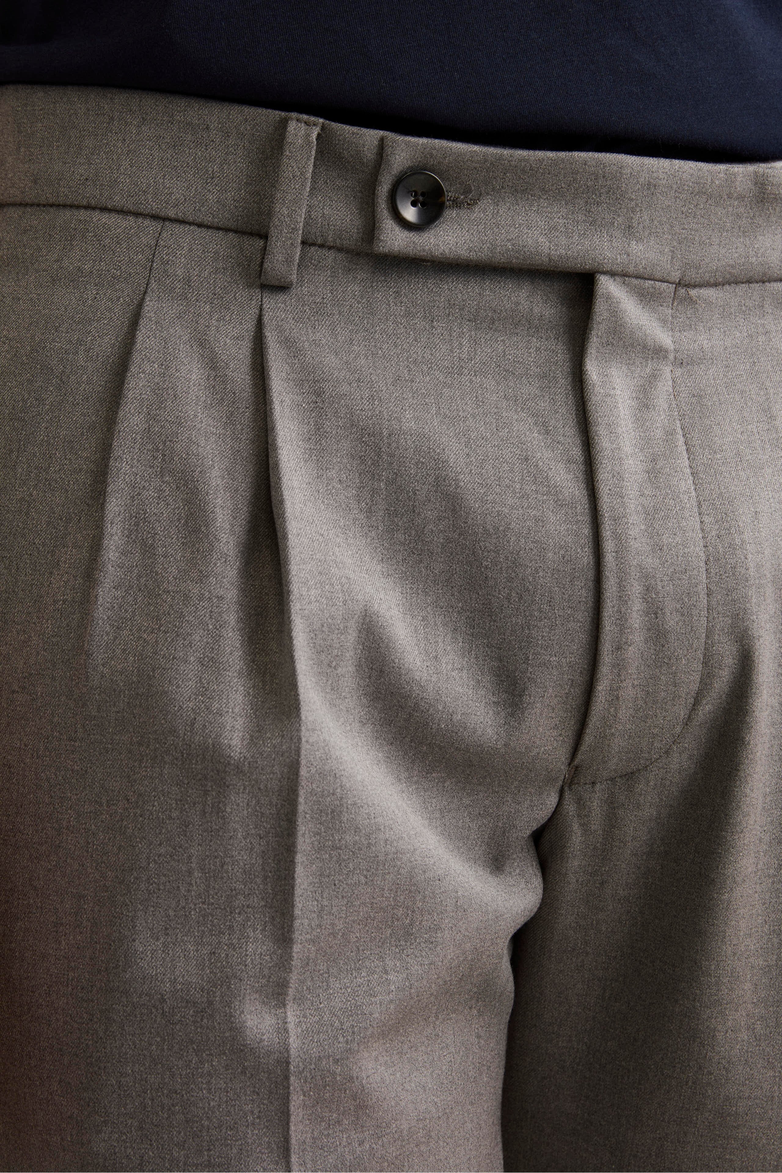 Pleated Wide-Leg Trousers in Wool Blend - Grey melange