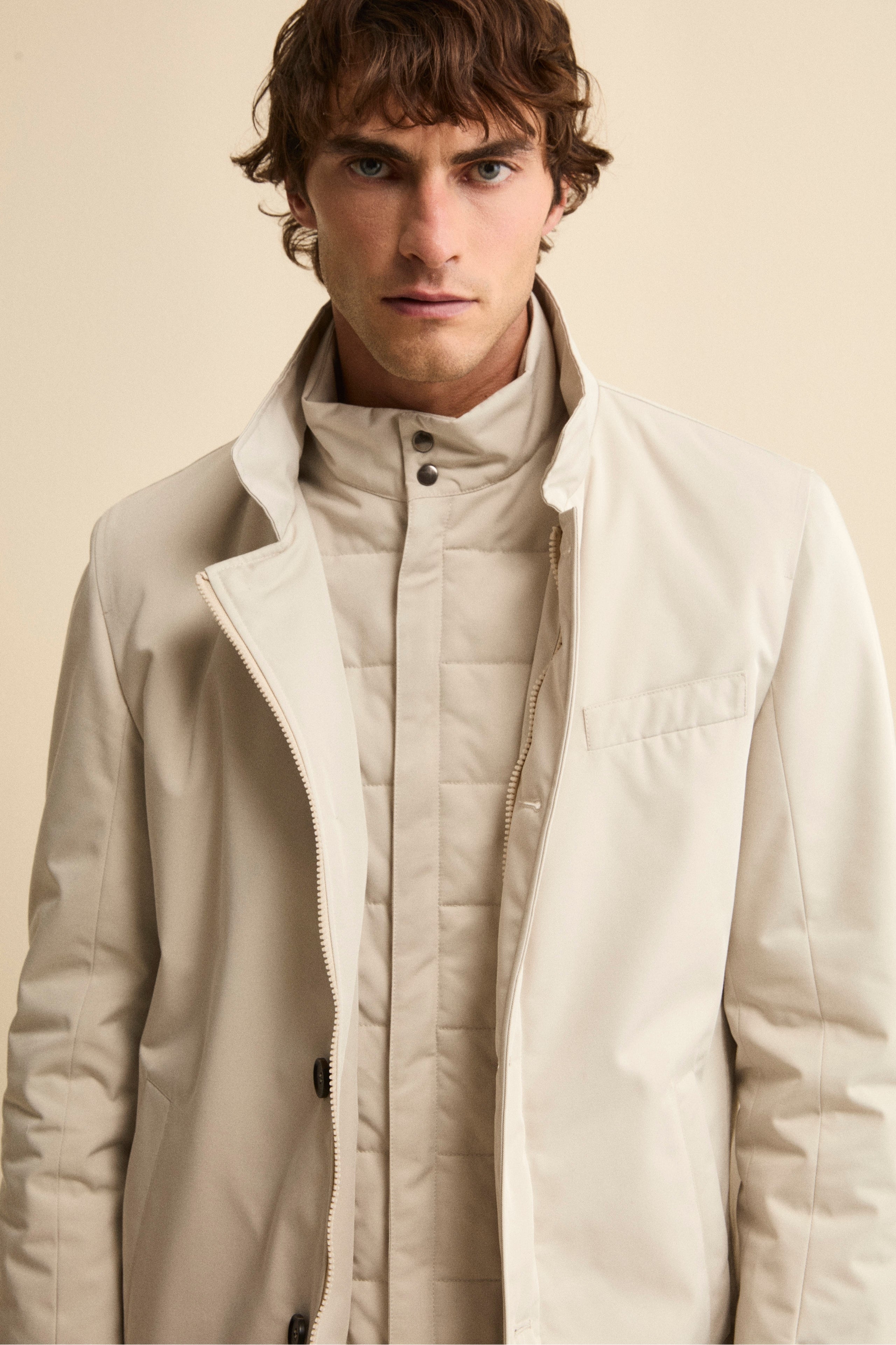 Raincoat with placket - Light grey