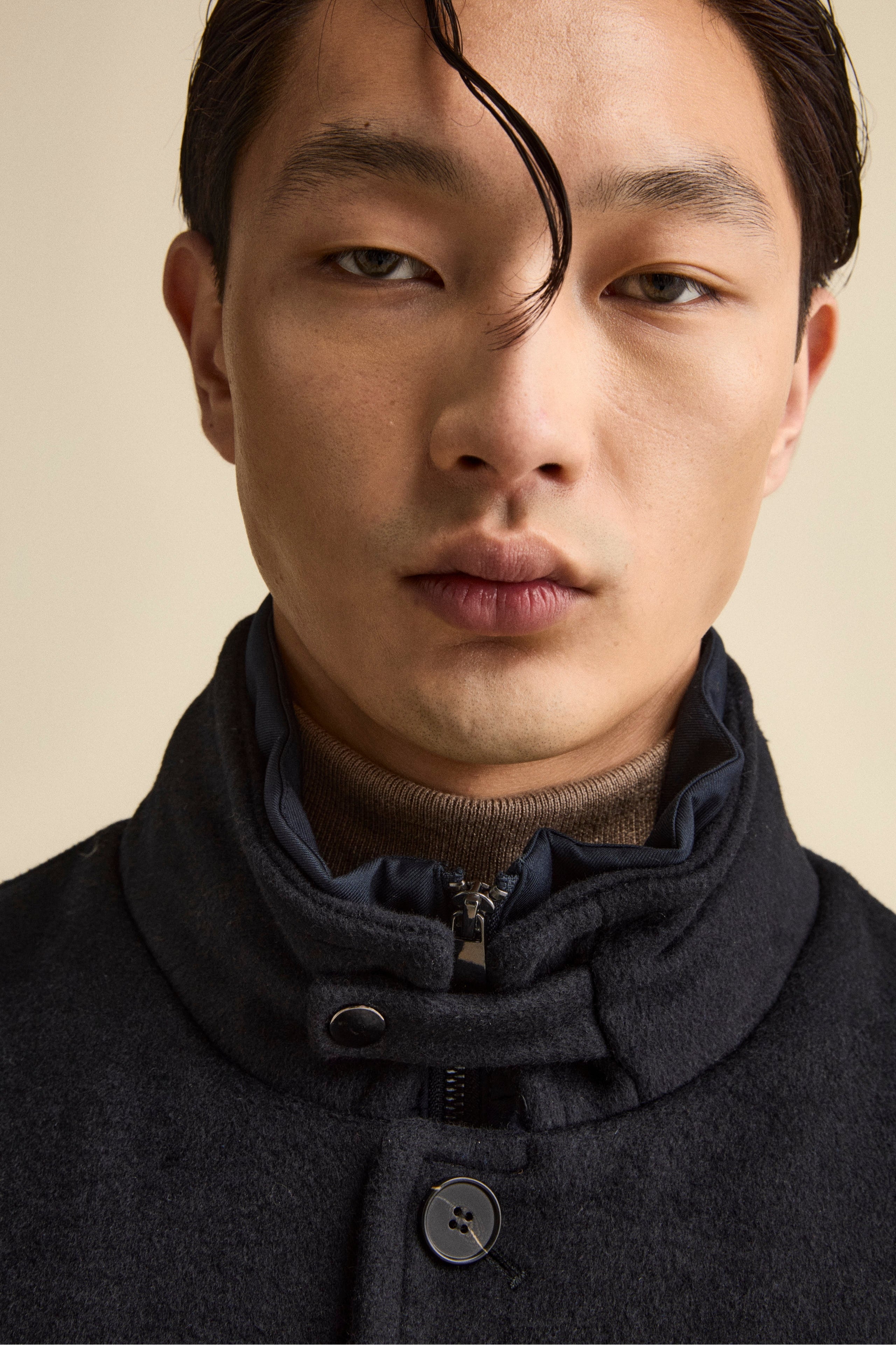 Midi Coat in Wool Blend with Removable Zip-Out Bib - BLUE