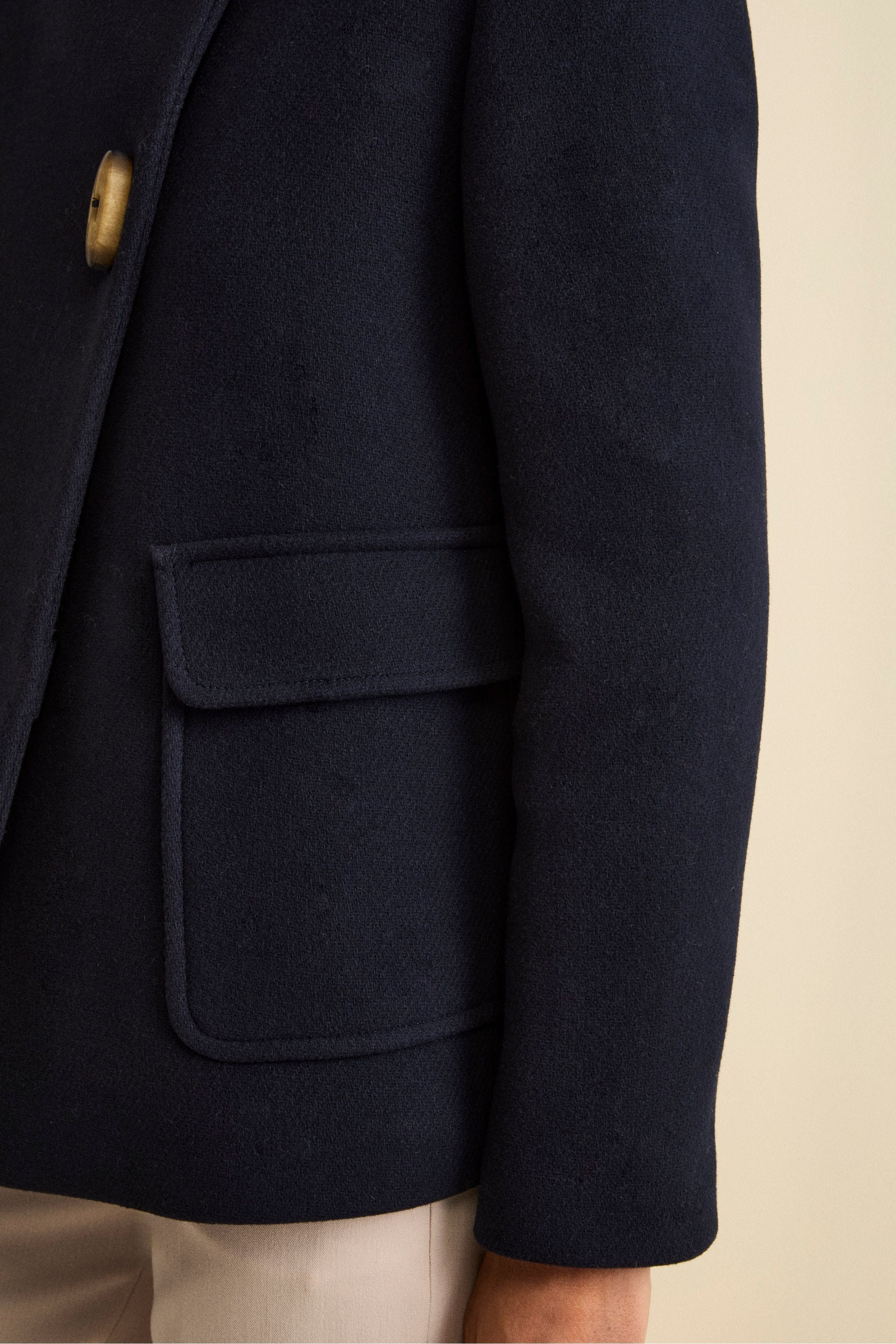 Short Flared Coat in Virgin Wool Blend - BLUE