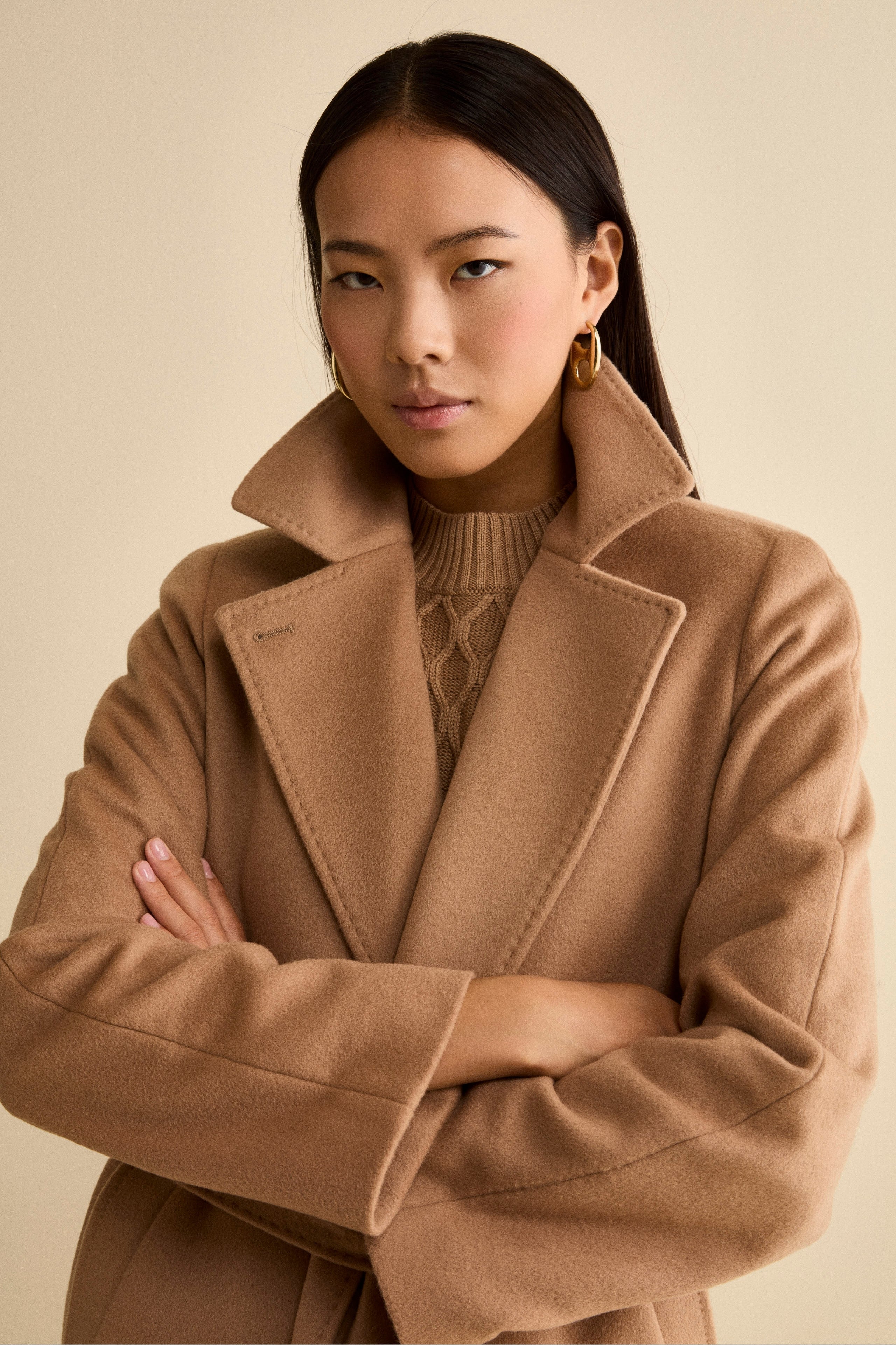 Long coat in wool and cashmere - CAMEL