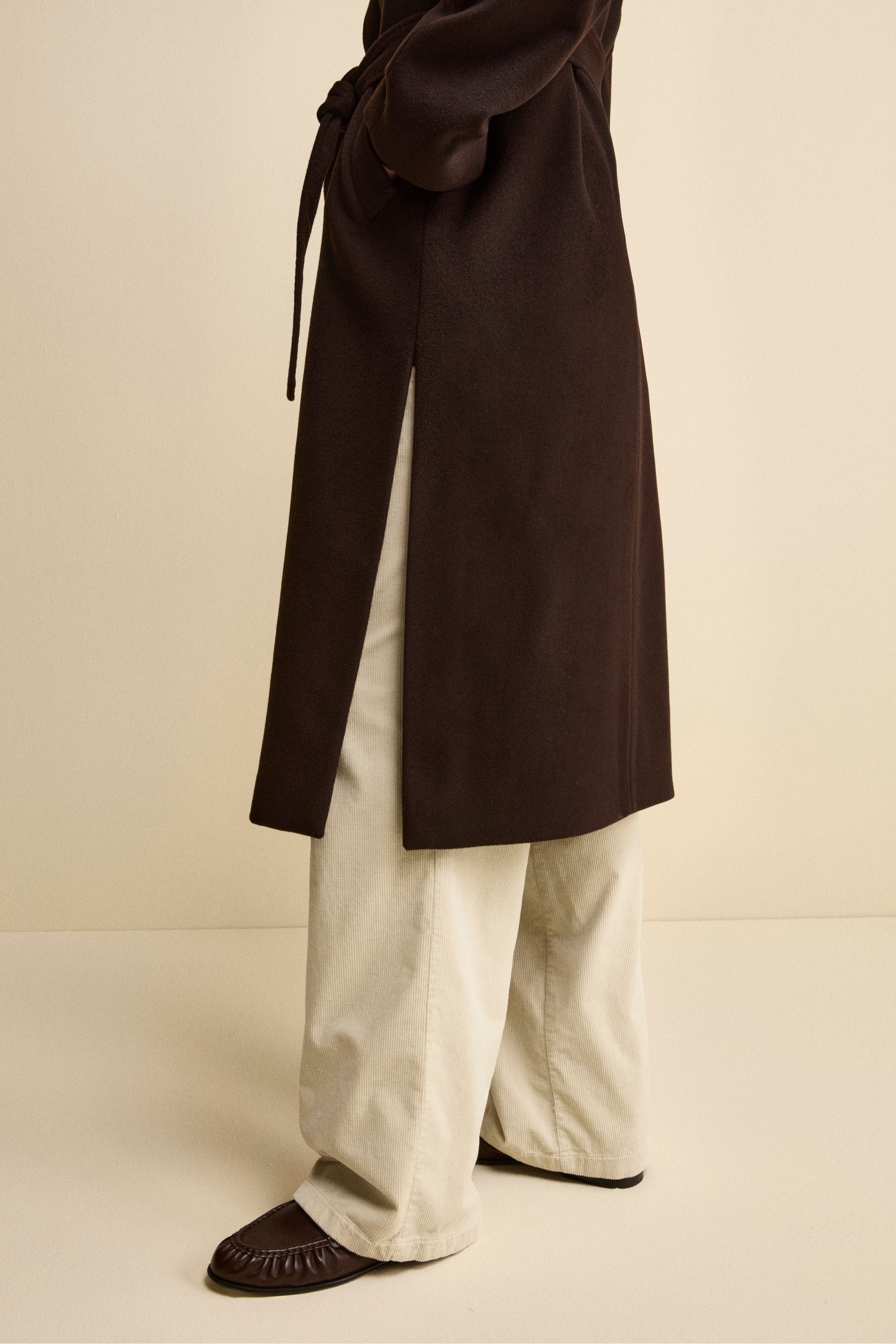 Long coat in wool and cashmere - Dark brown