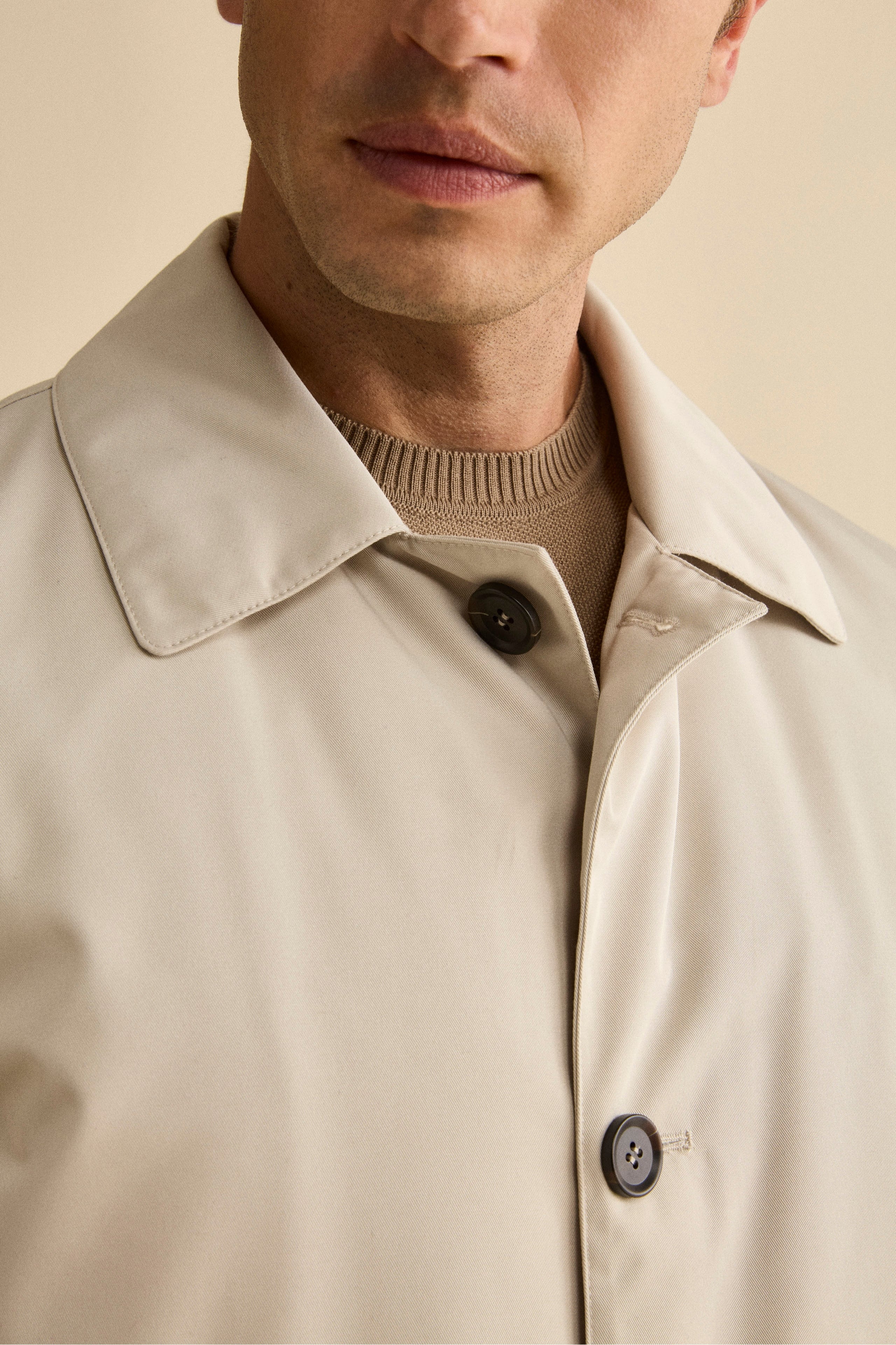 Quilted Winter Midi Raincoat - Light grey