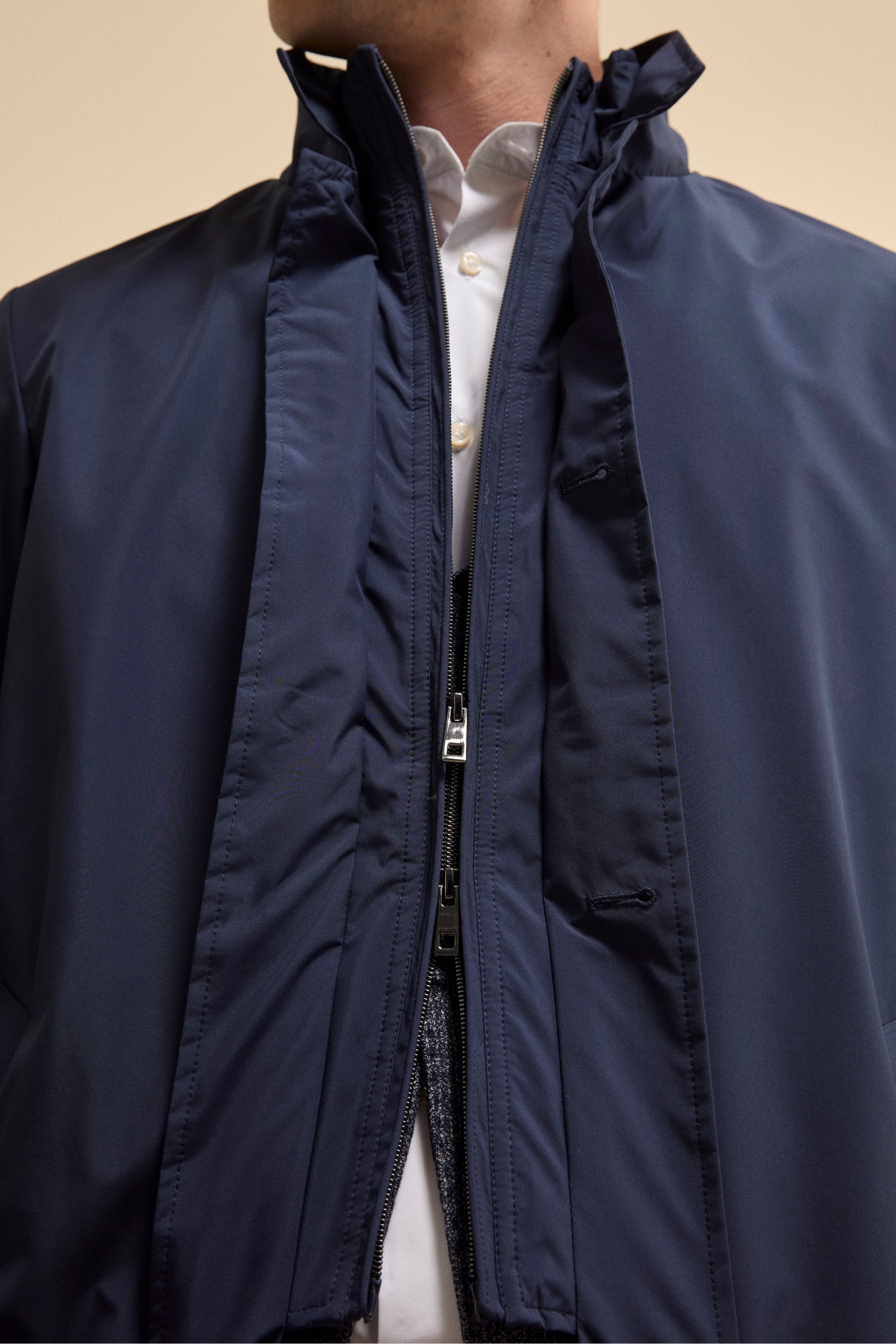 Impermeabile Corto Foderato con Corpetto - BLU