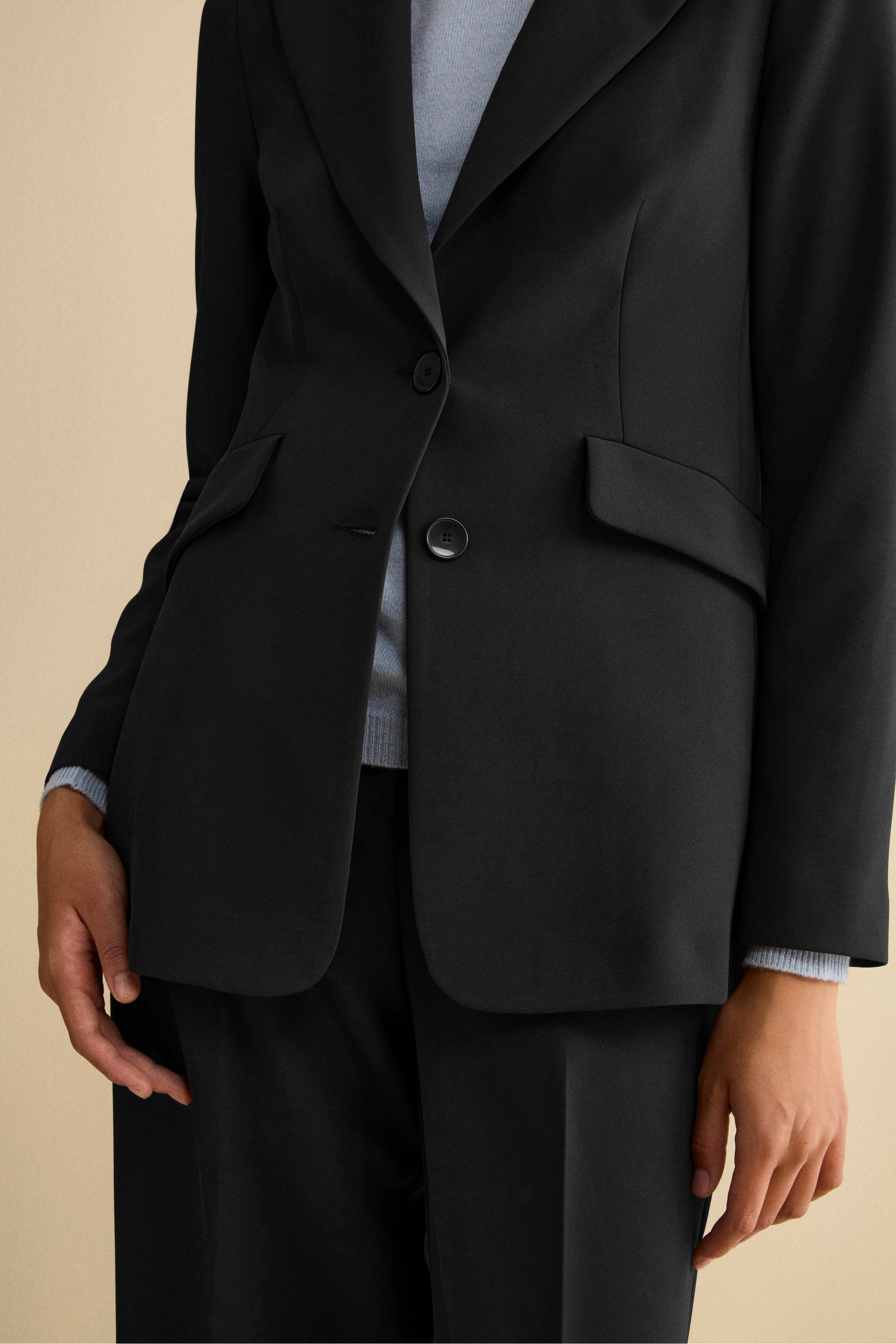 Lined Bi-Stretch Jacket Regular Fit - BLACK