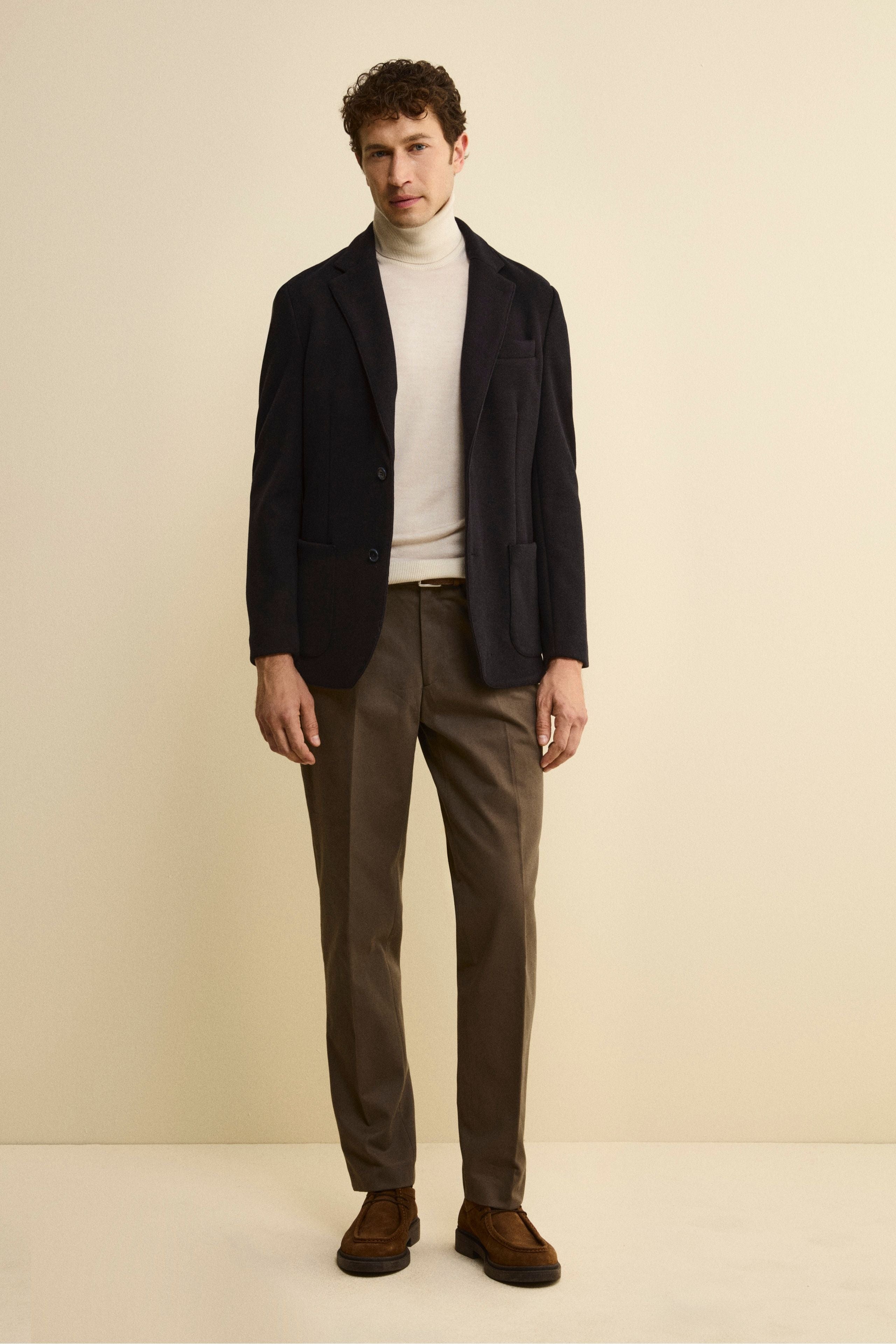 Regular Fit Chino Trousers in Gabardine - LIGHT BROWN