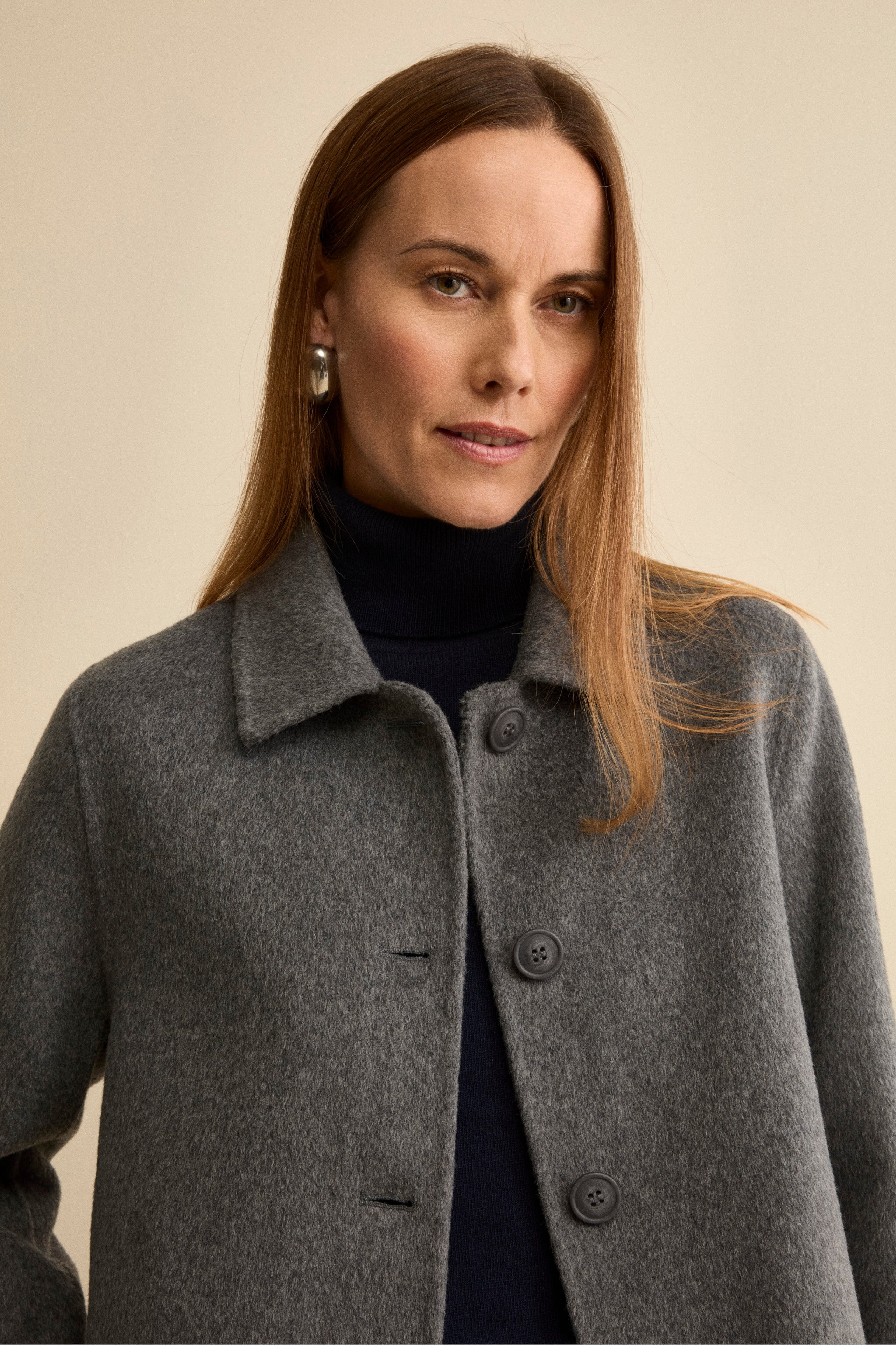 Short Unlined Wool-Blend Coat - GREY