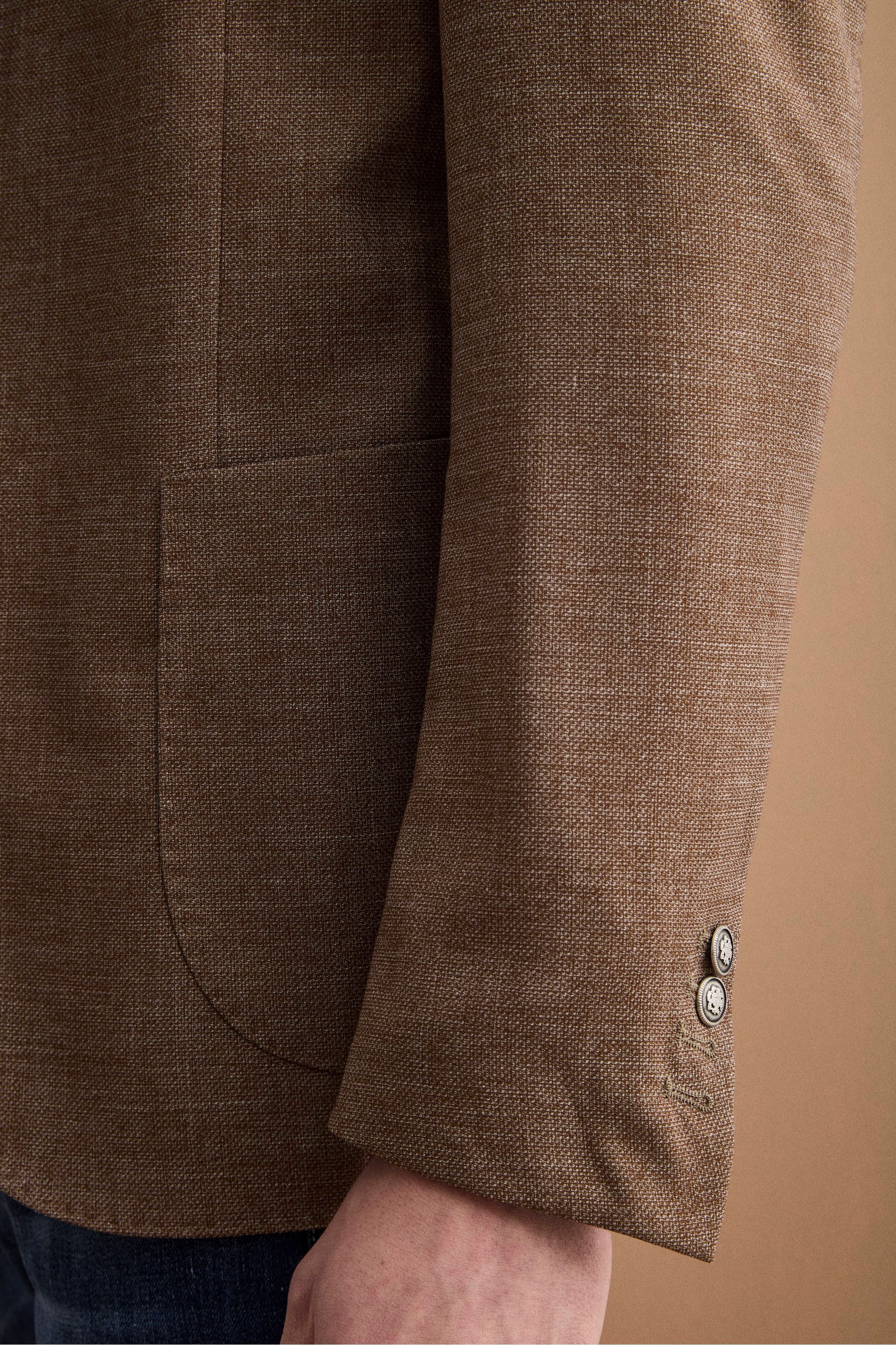 Herren Einreihige Unstrukturierte Wollmix-Jacke - Braun