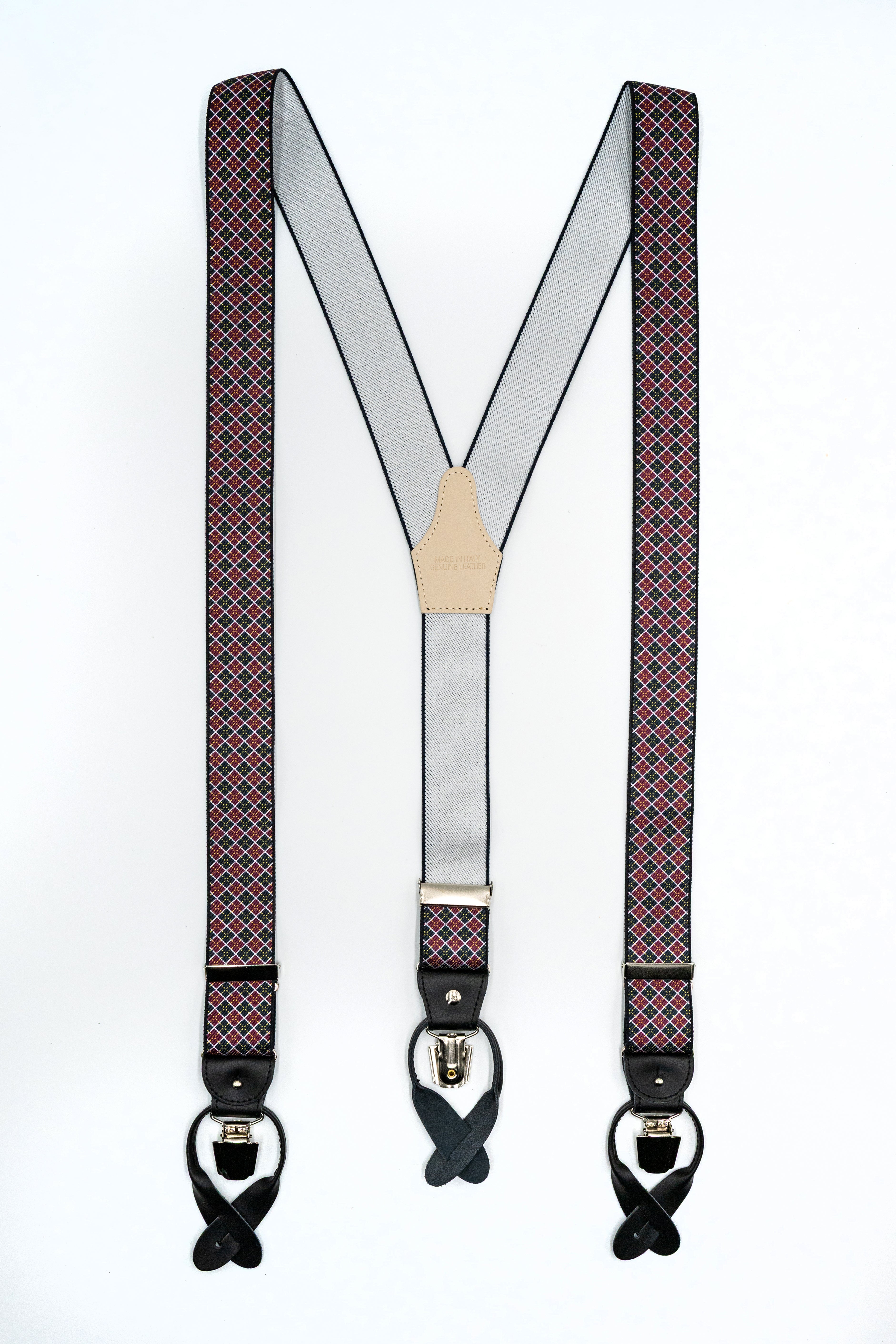 Bretelle con Clip e Asole in Pelle - FANT. BLU/ROSSO