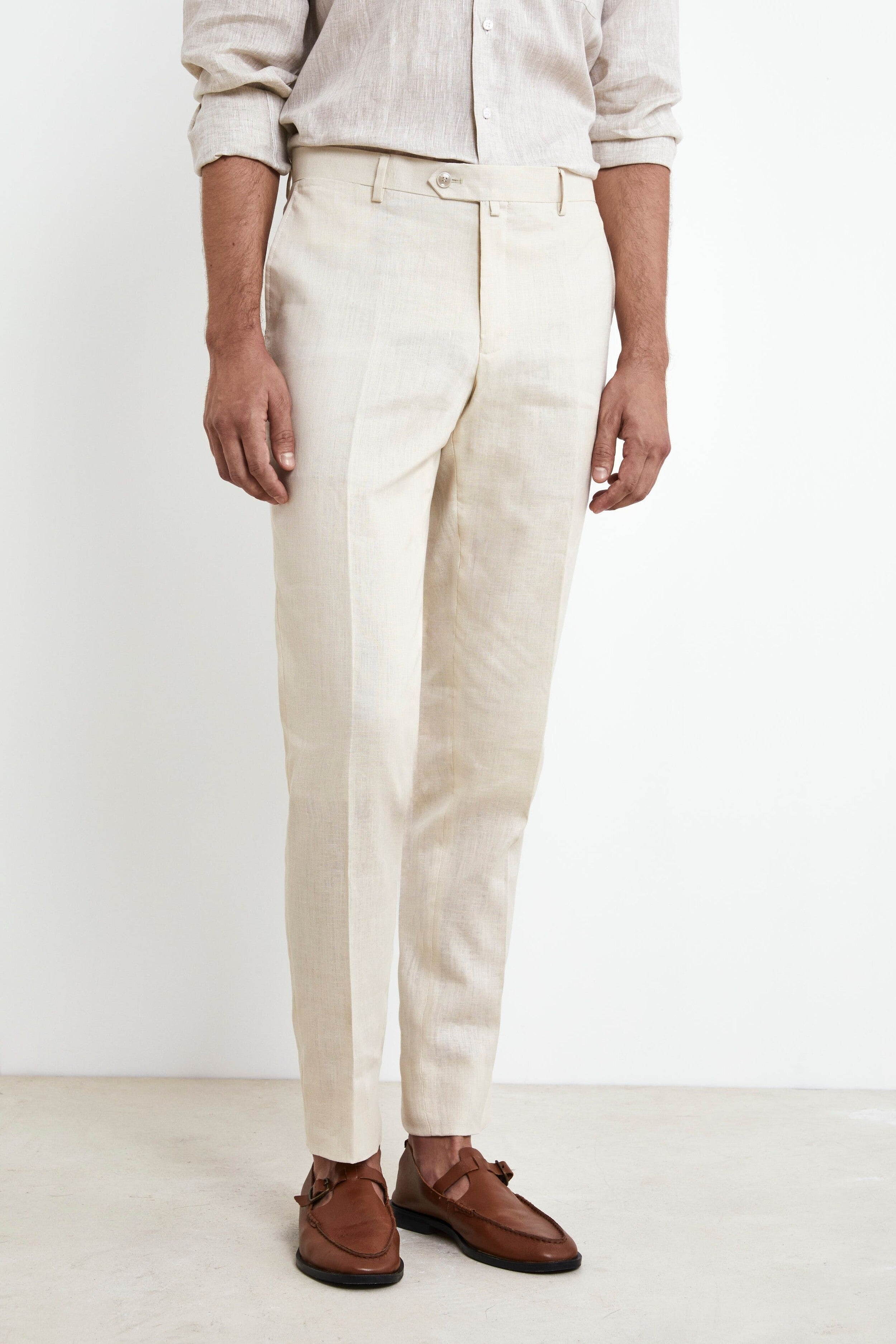 Abito Elegante in Lino - BEIGE