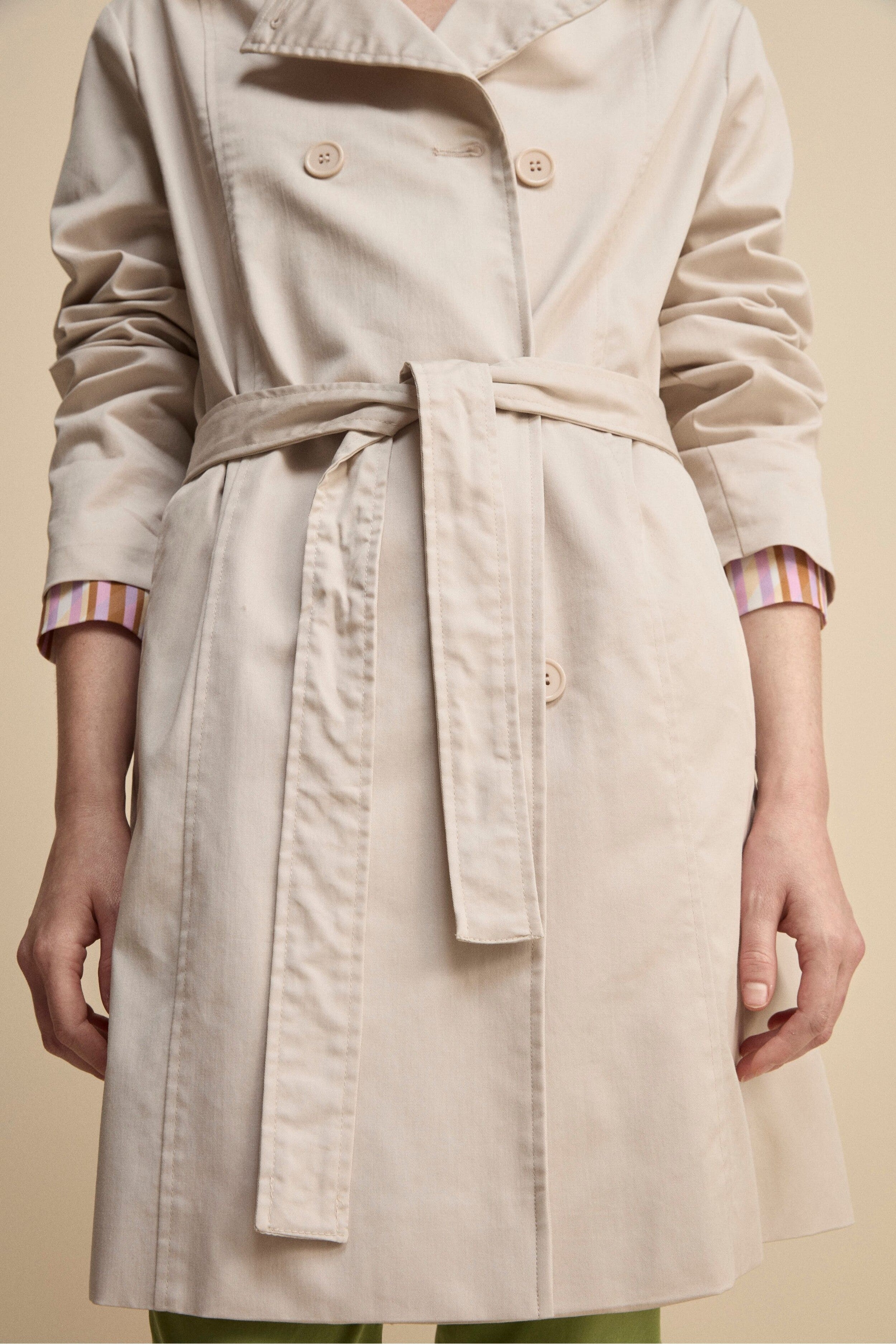 Trench Midi Doppiopetto con Cintura - AVORIO