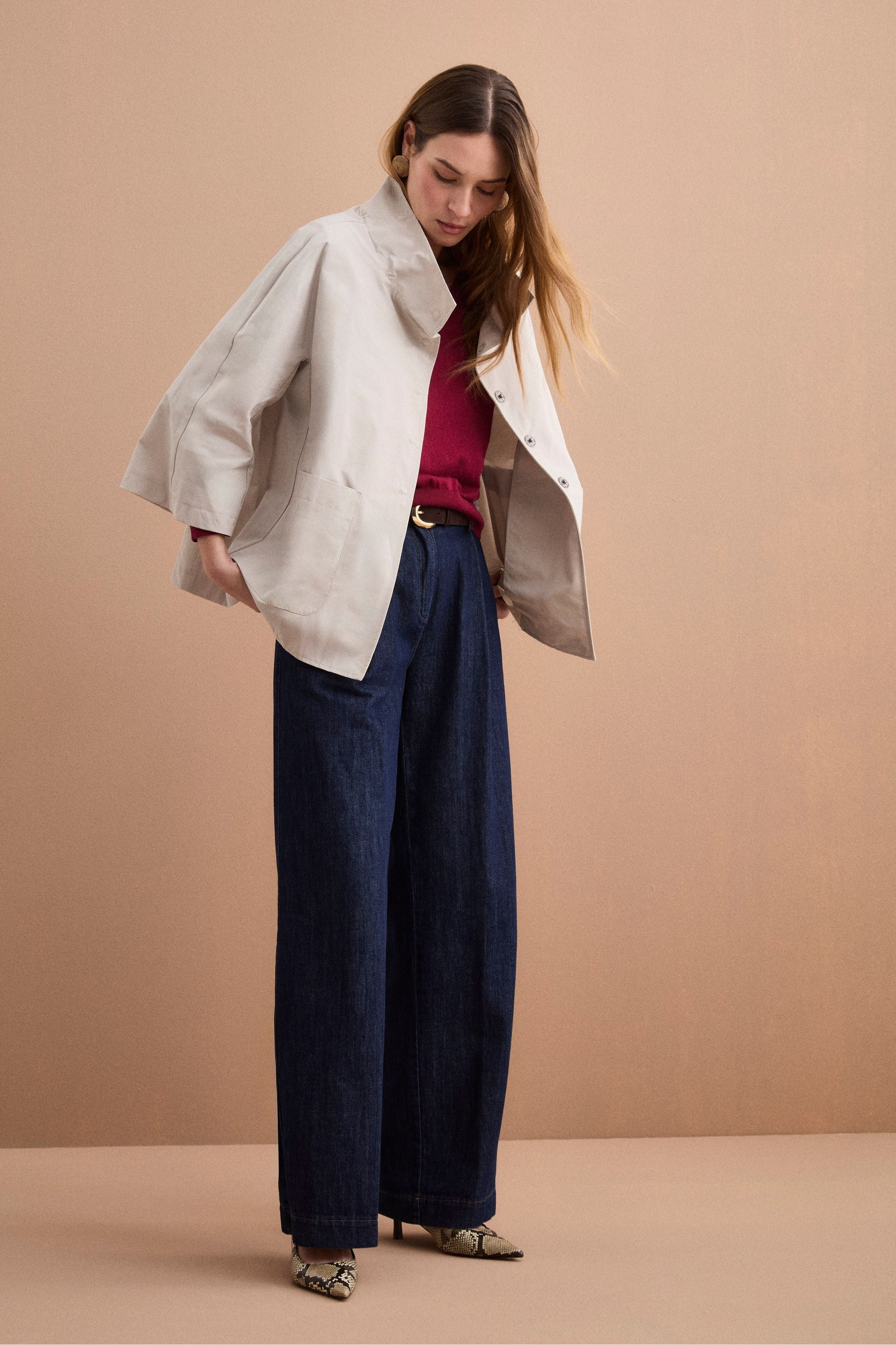 Cappa Over Sfoderata in Misto Cotone - SABBIA