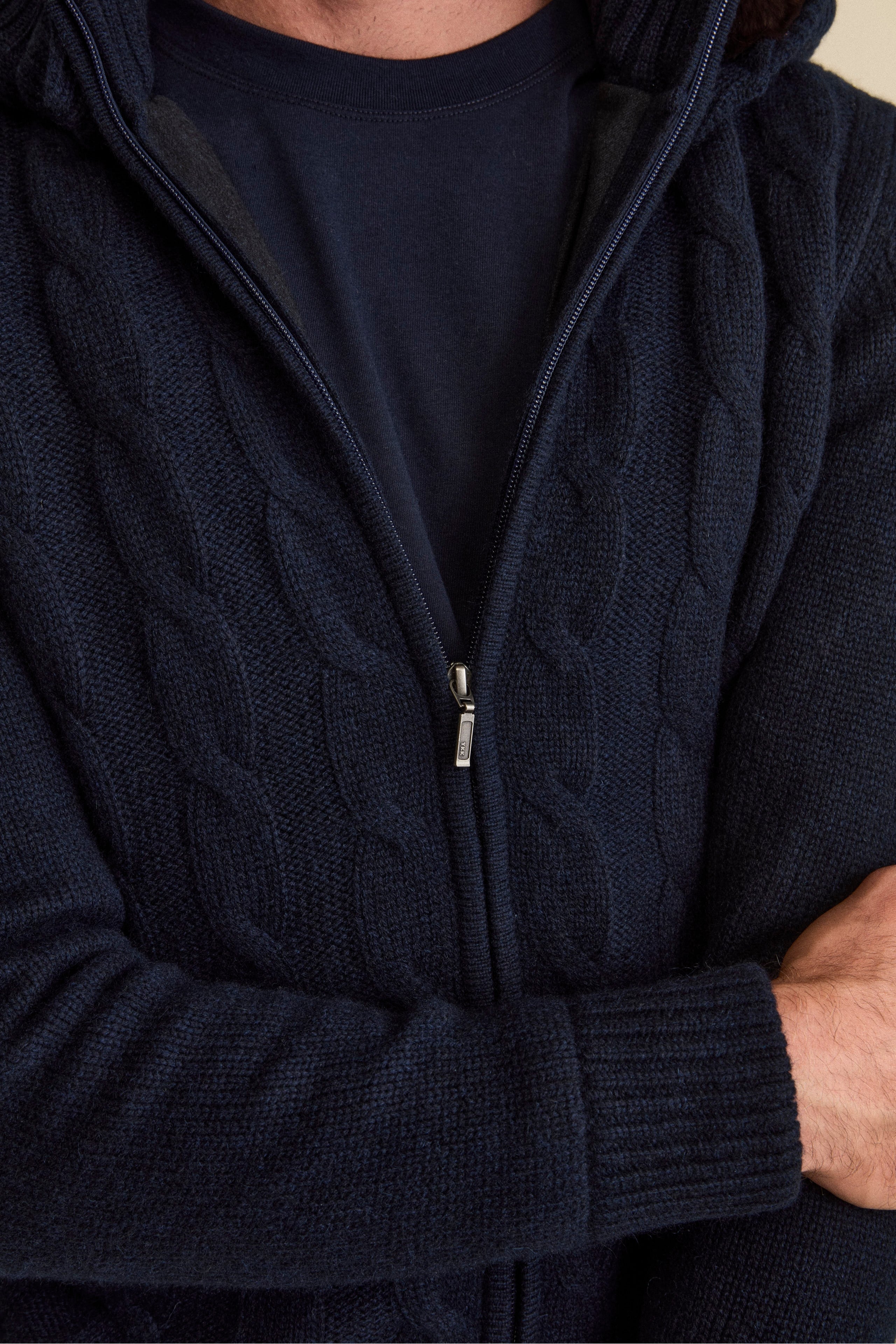 Cashmere Bomber with Hood and Fur - BLUE