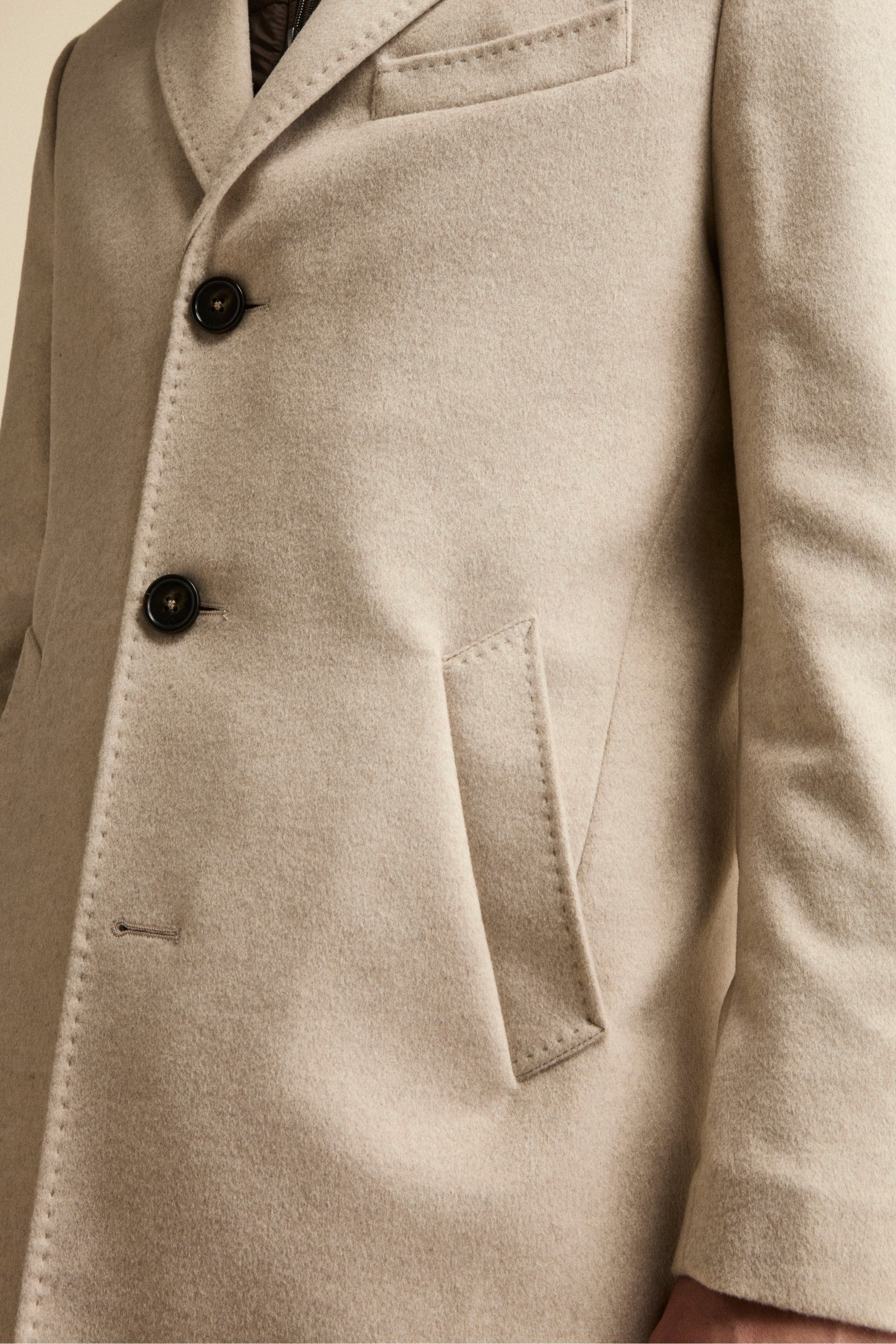 Wool and cashmere coat - BEIGE