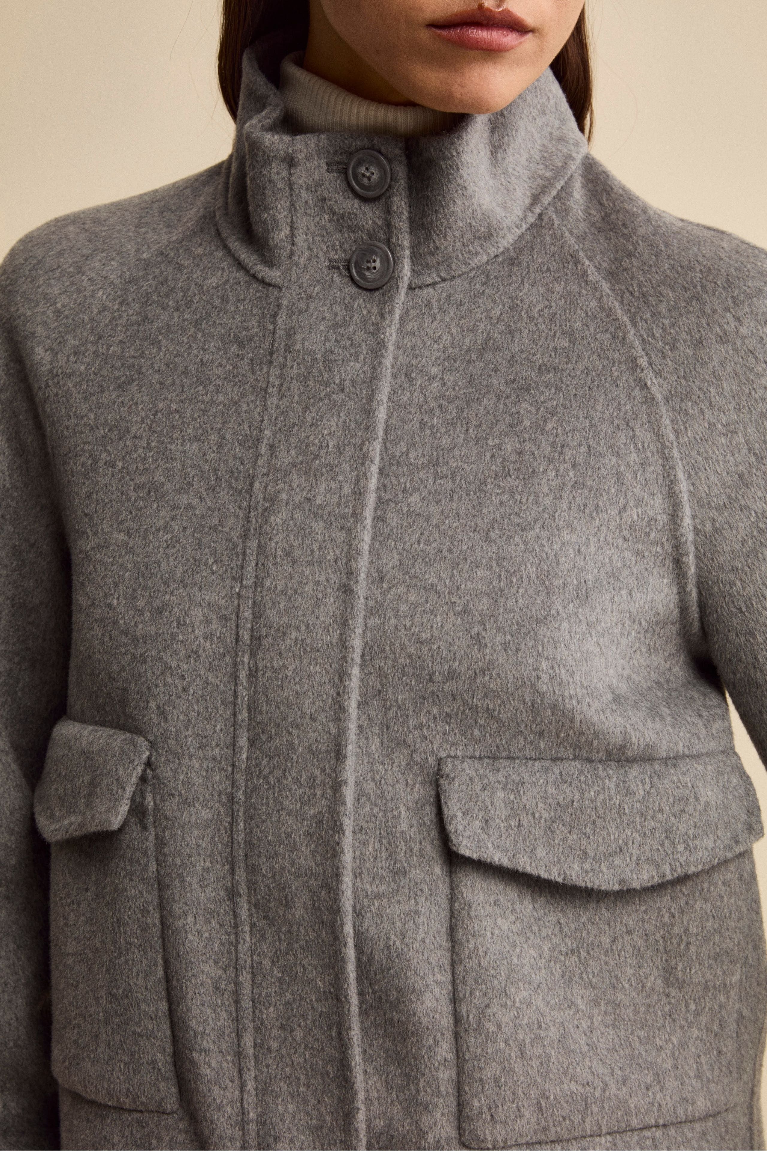 Unlined Wool Blend Bomber - GREY