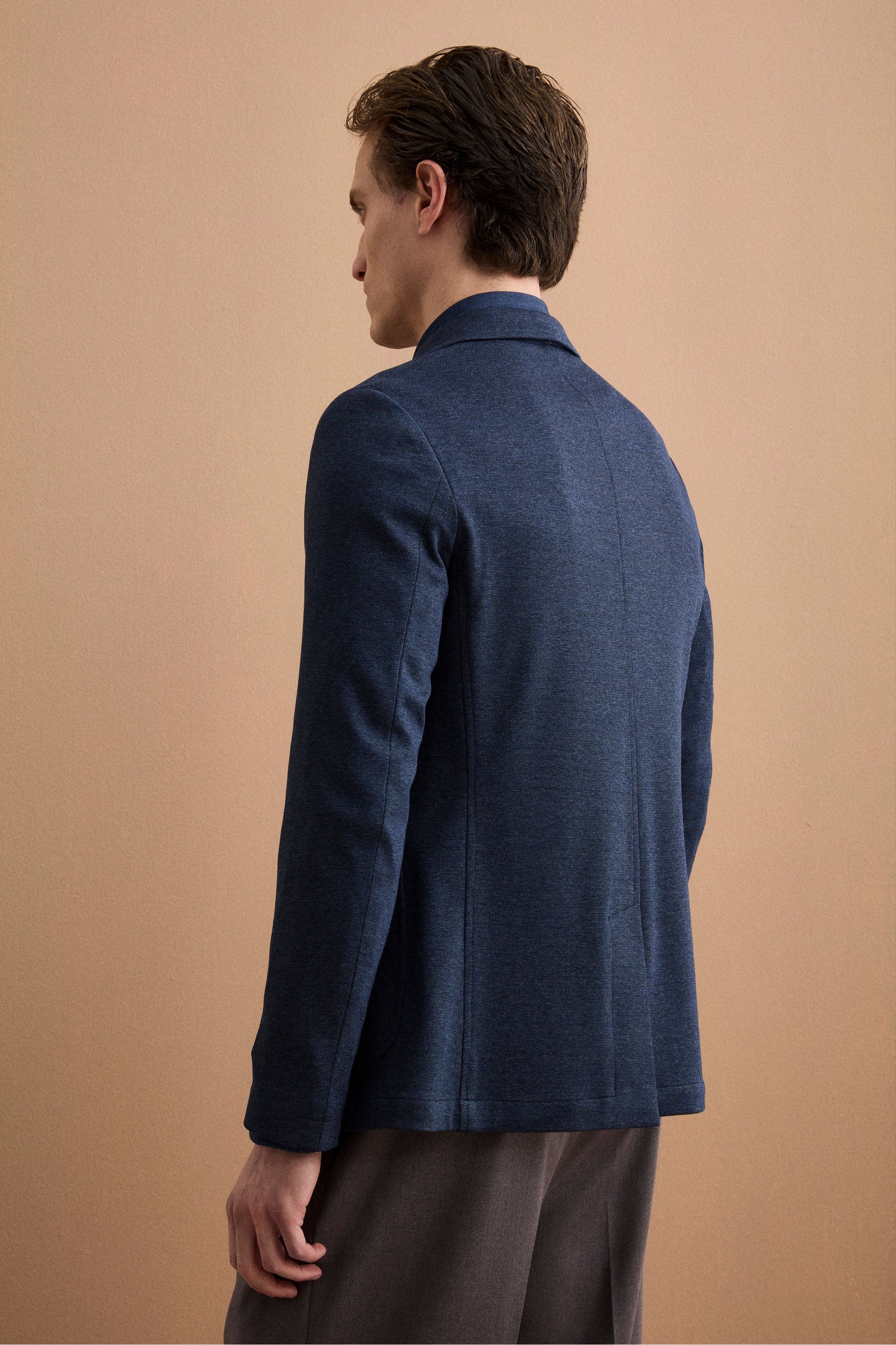 Herren Einreihige Slim-Fit-Jacke mit Klassischem Revers - BLAU