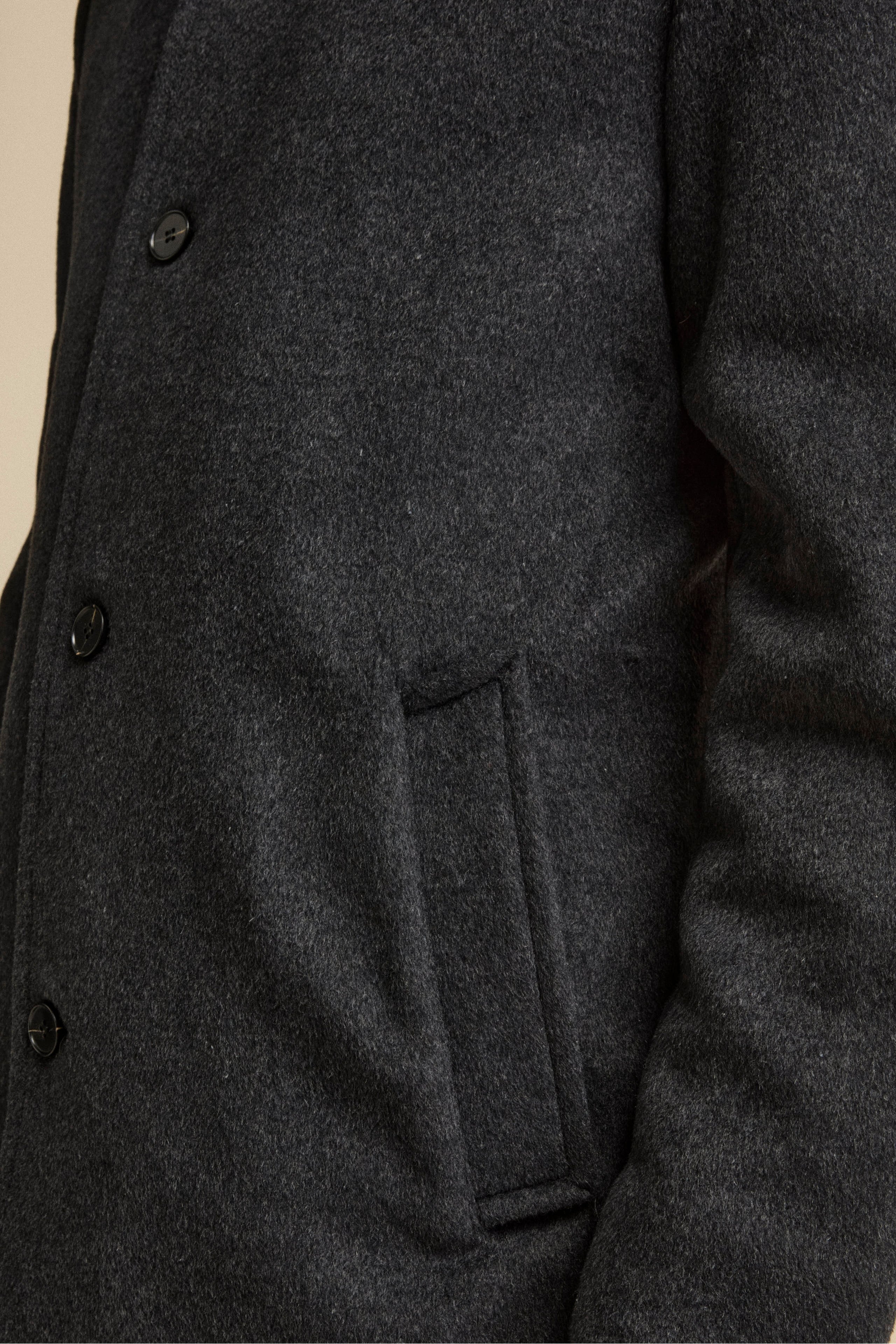 Midi Coat in Wool Blend with Removable Zip-Out Bib - Charcoal grey