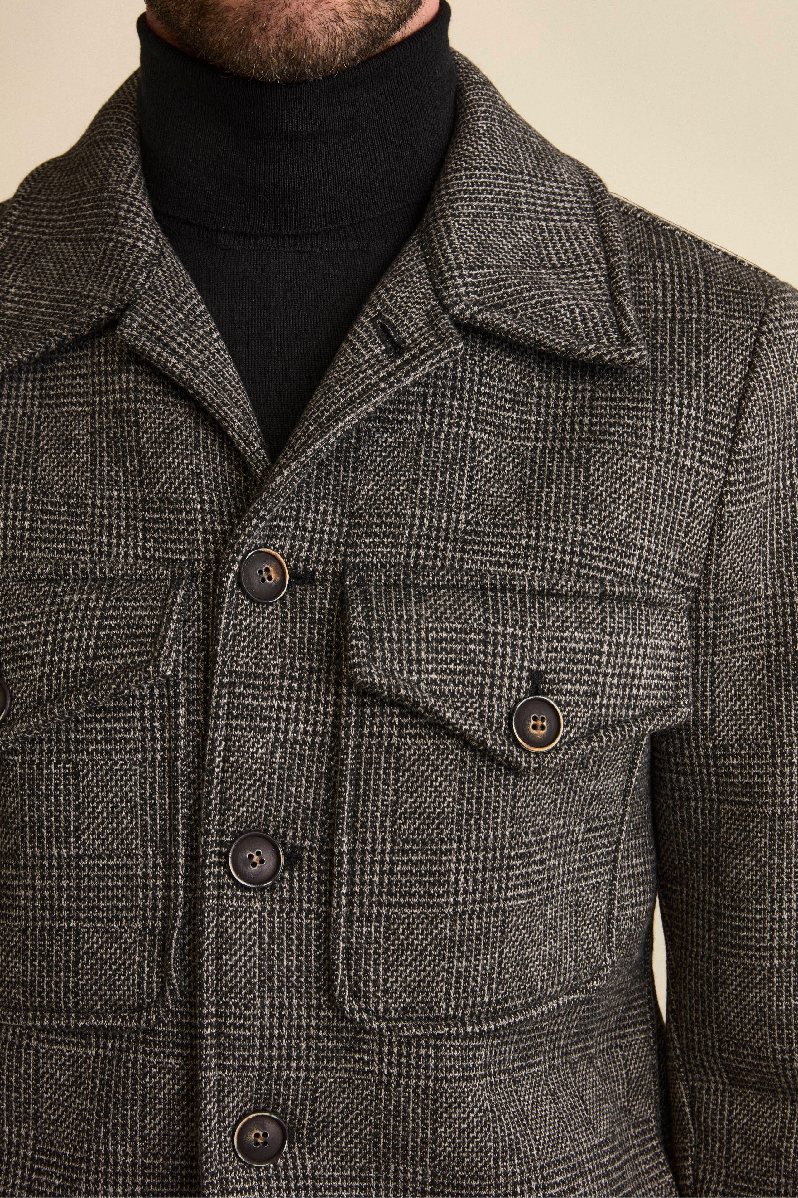 Worker Jacket in Prince of Wales Check - P-Poule Grey