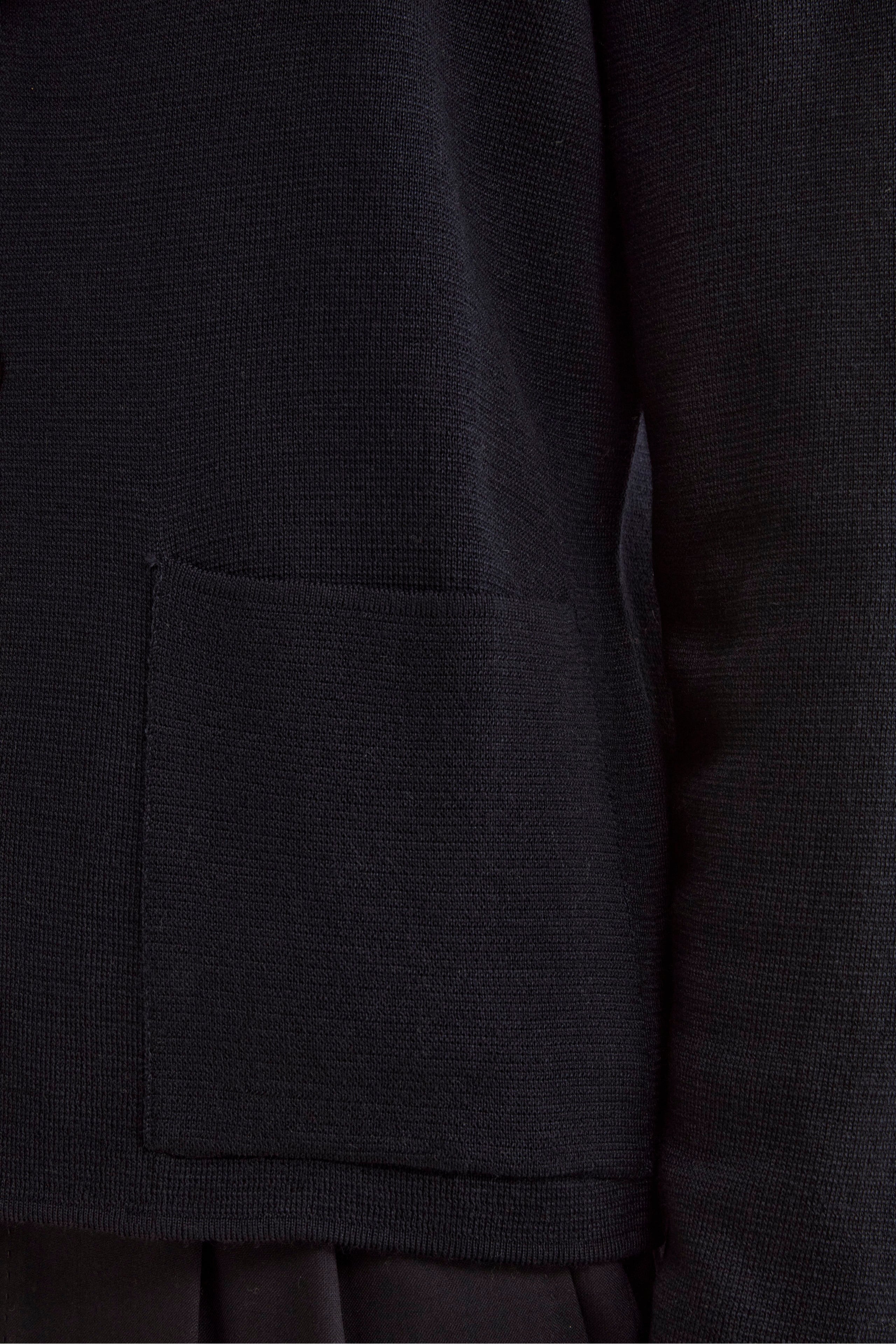 Wool-Blend Cardigan with Pockets and Buttons - BLUE