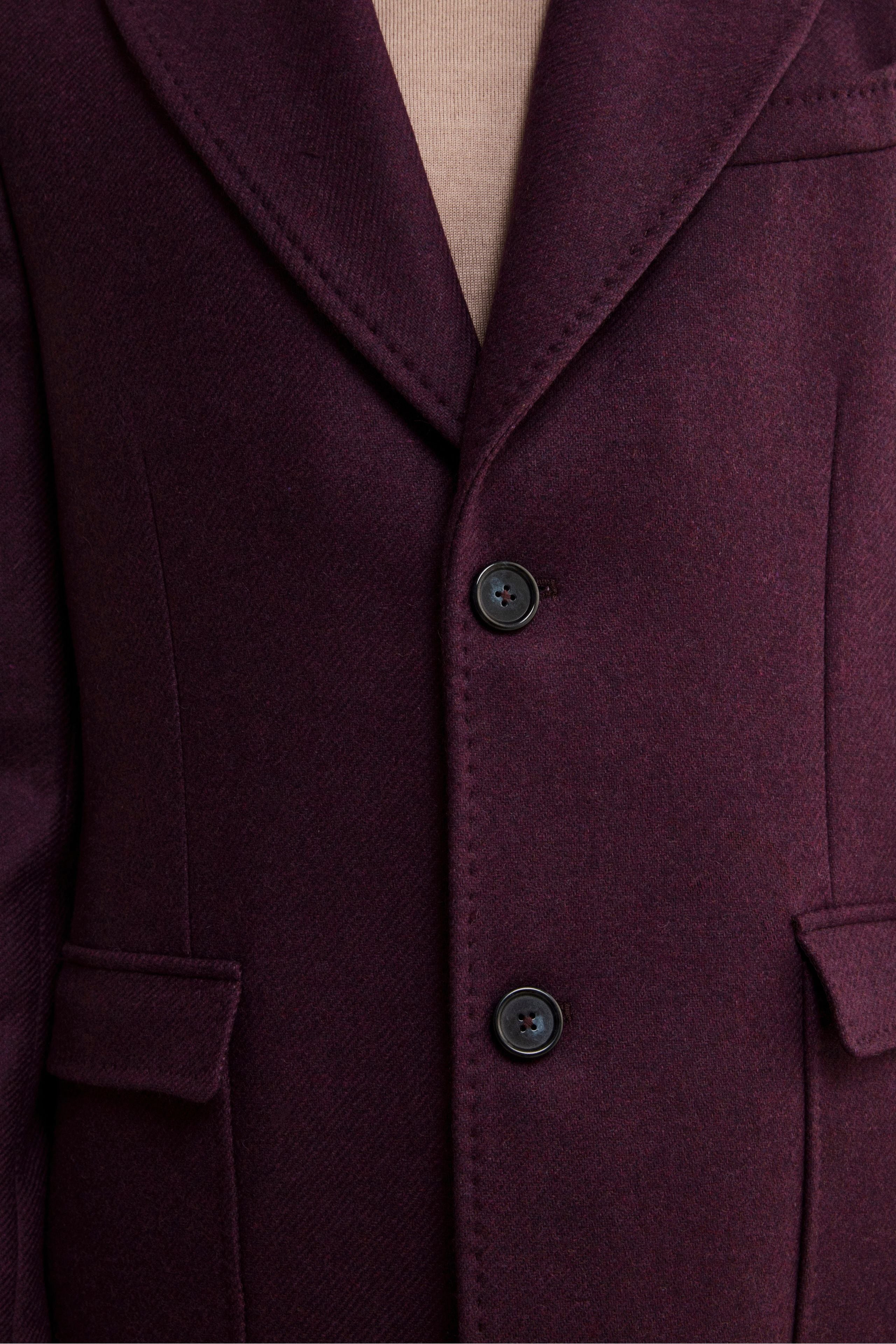 Twill Coat in Wool - Dark purple