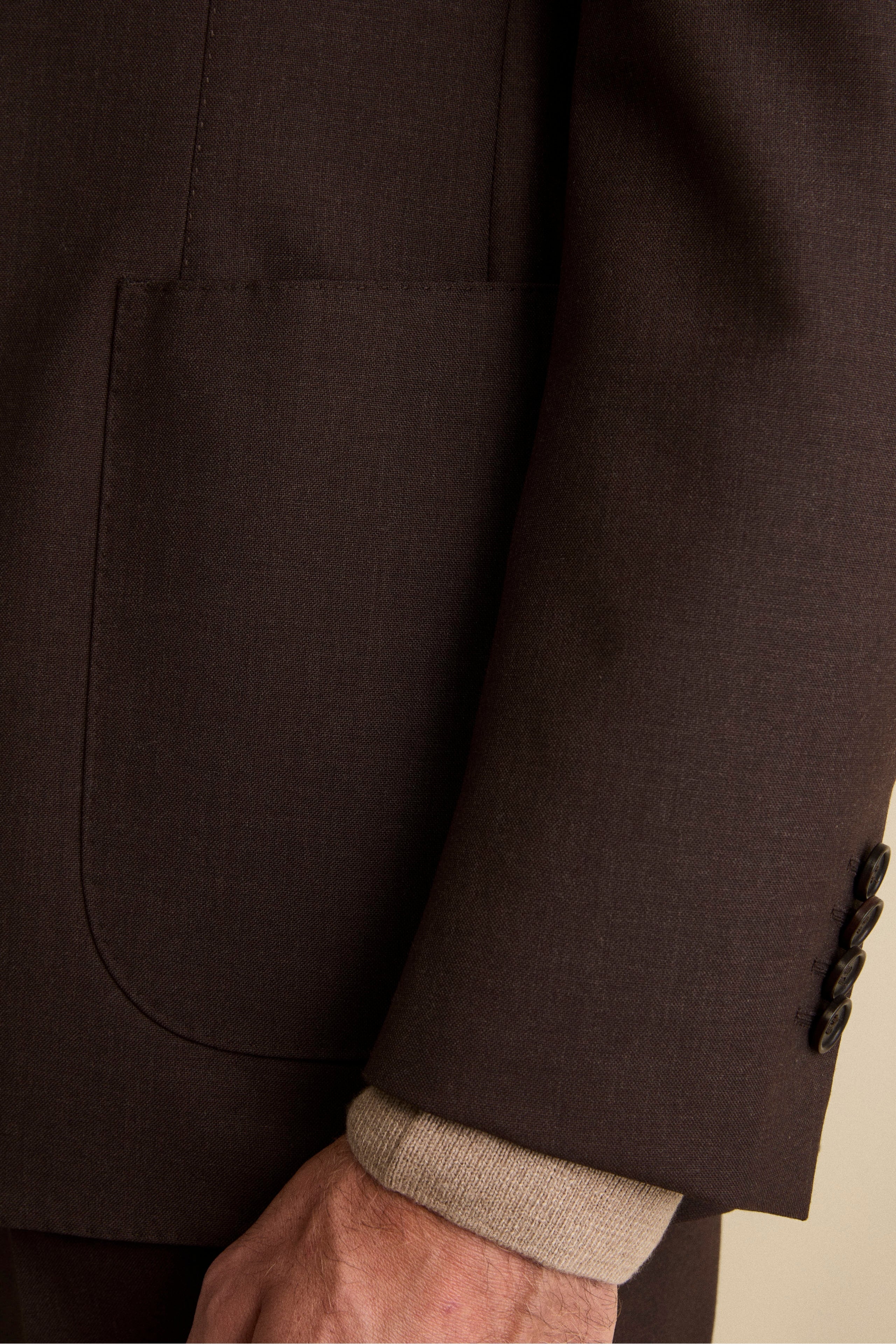 Semi-Lined Slim Fit Suit in Virgin Wool - brown