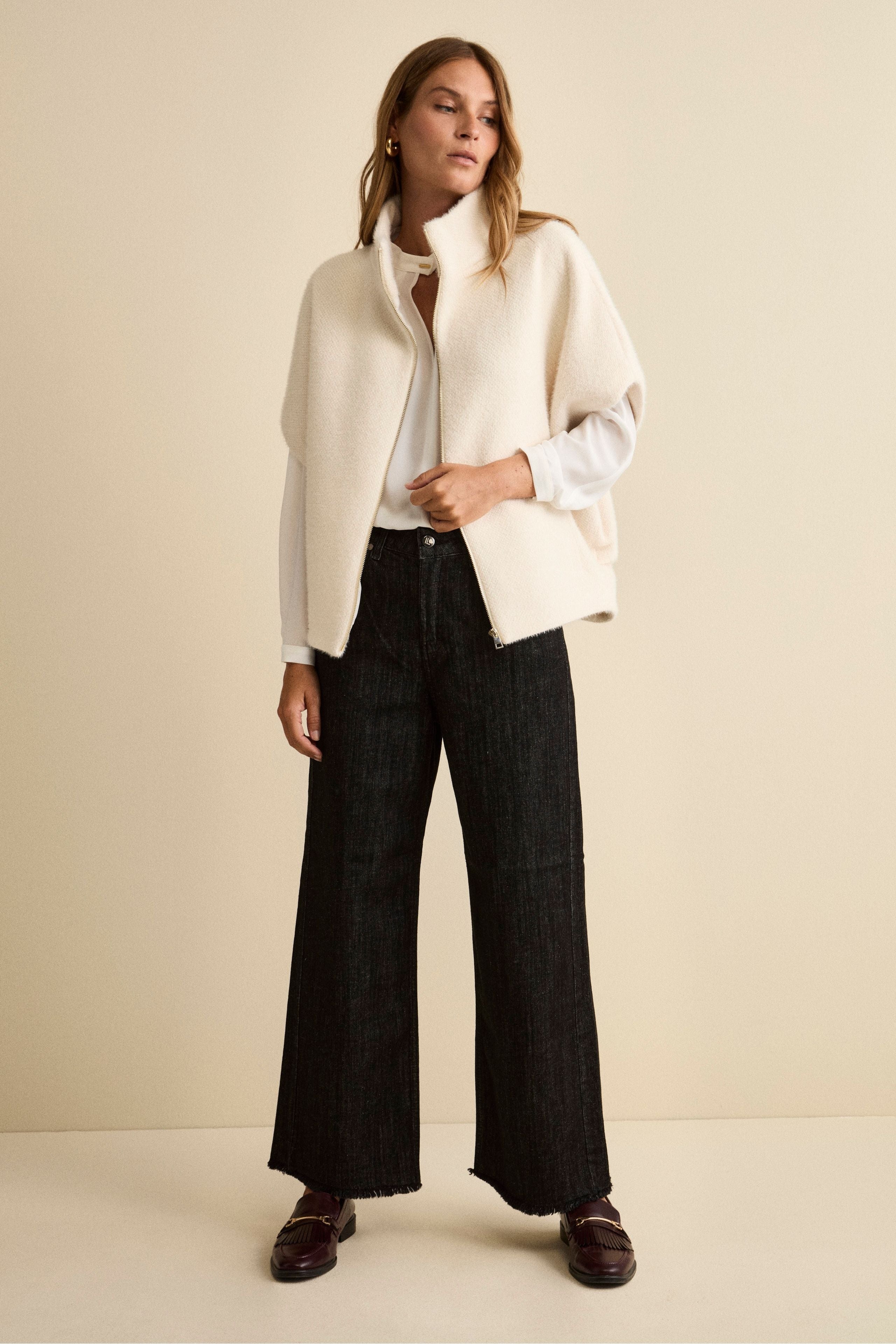 Lined Cape with Zip - CREAM