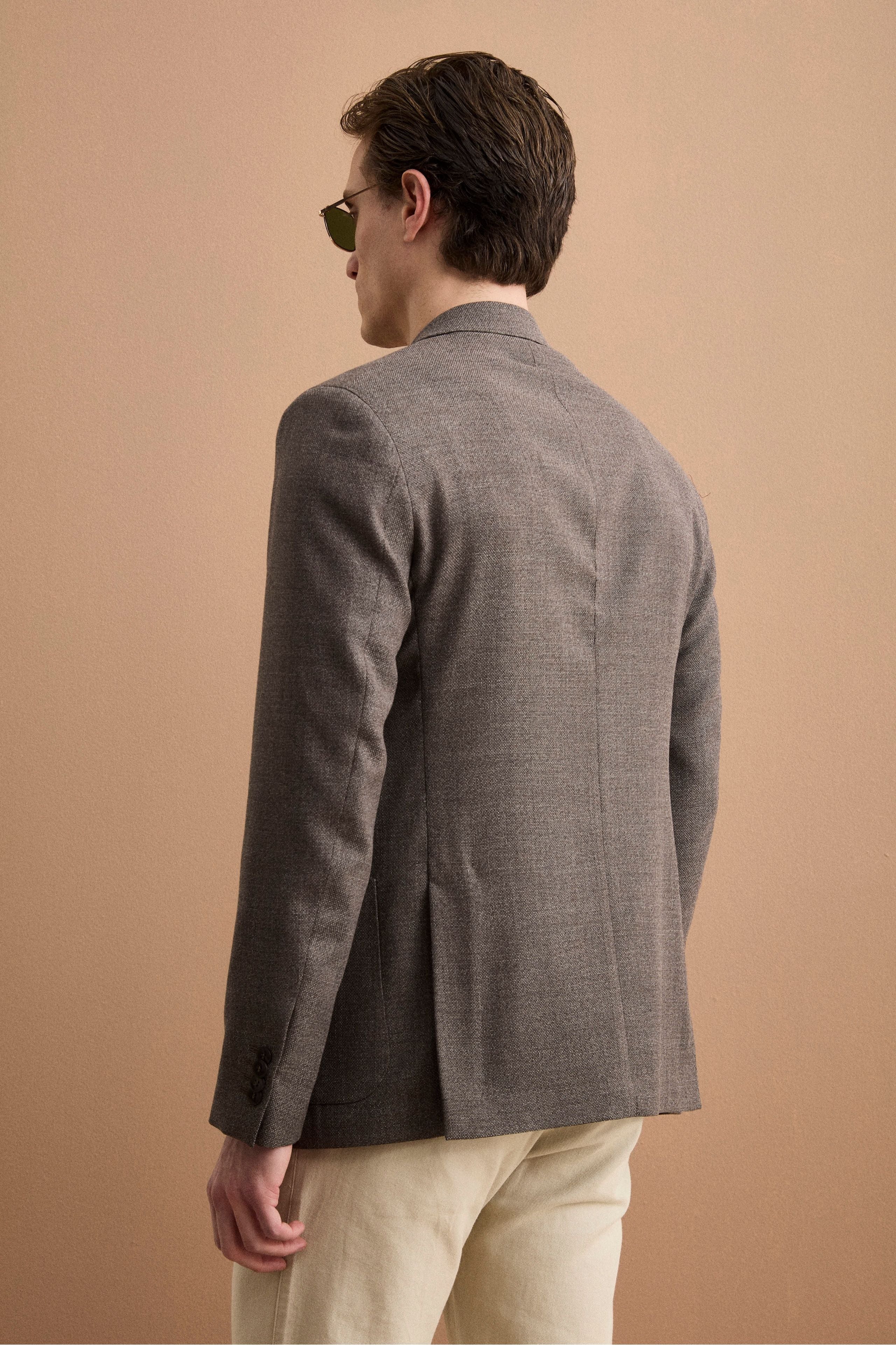 Herren Slim-Fit Halbgefütterte Jacke aus Schurwolle - braun