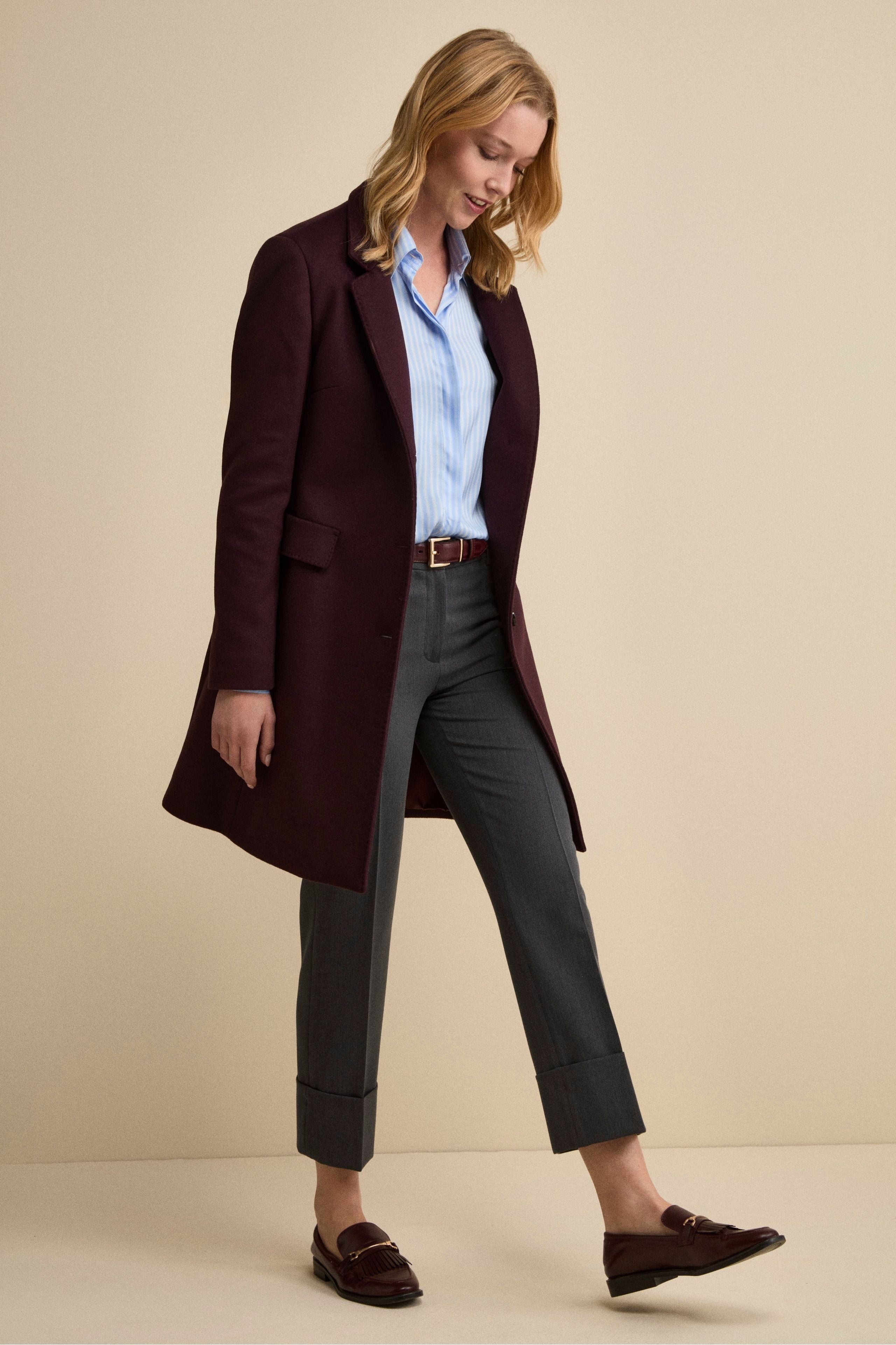 Cigarette Trousers with Pleats and Cuffs - Charcoal grey