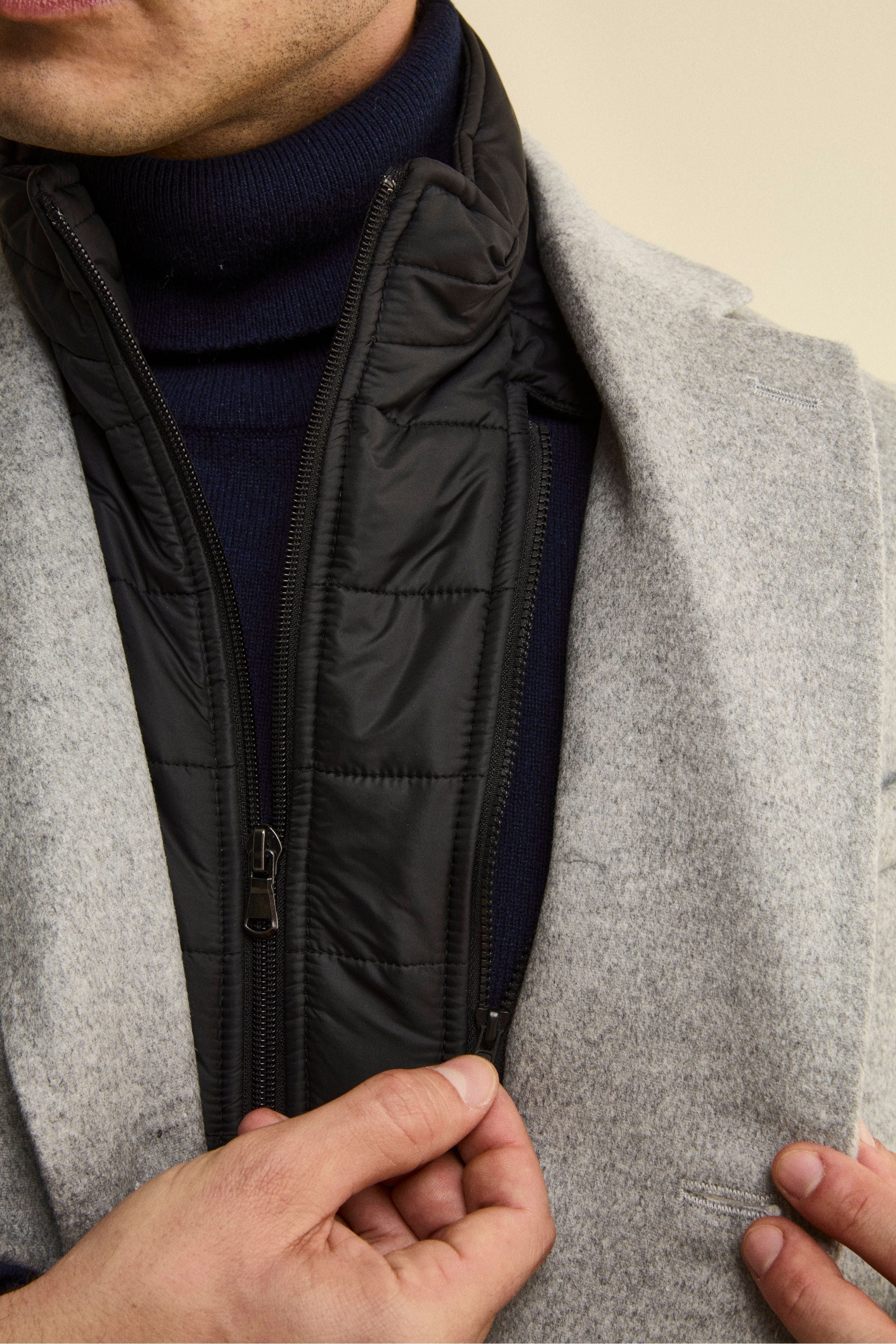 Wool and cashmere coat - Light grey