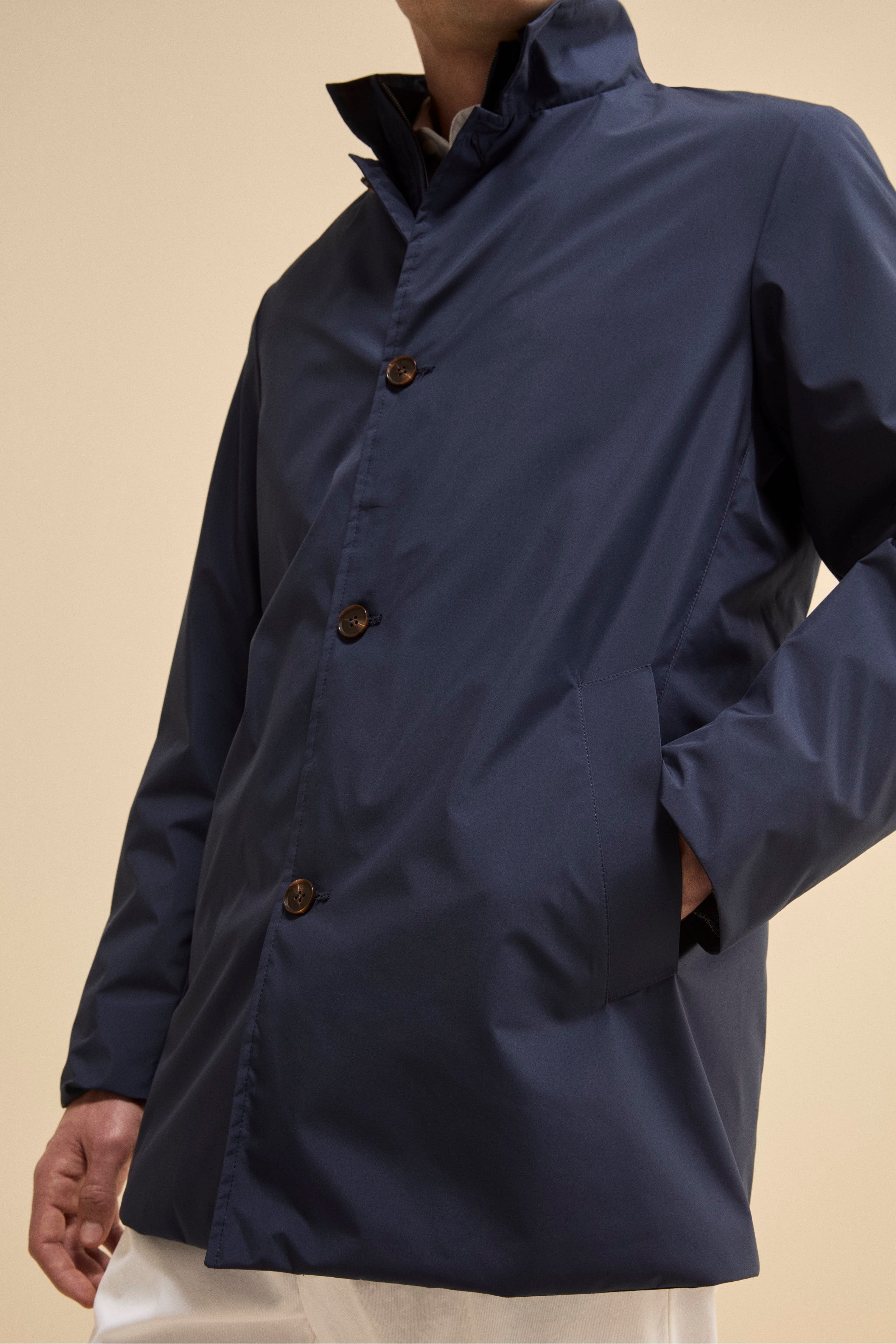 Impermeabile Corto Foderato con Corpetto - BLU