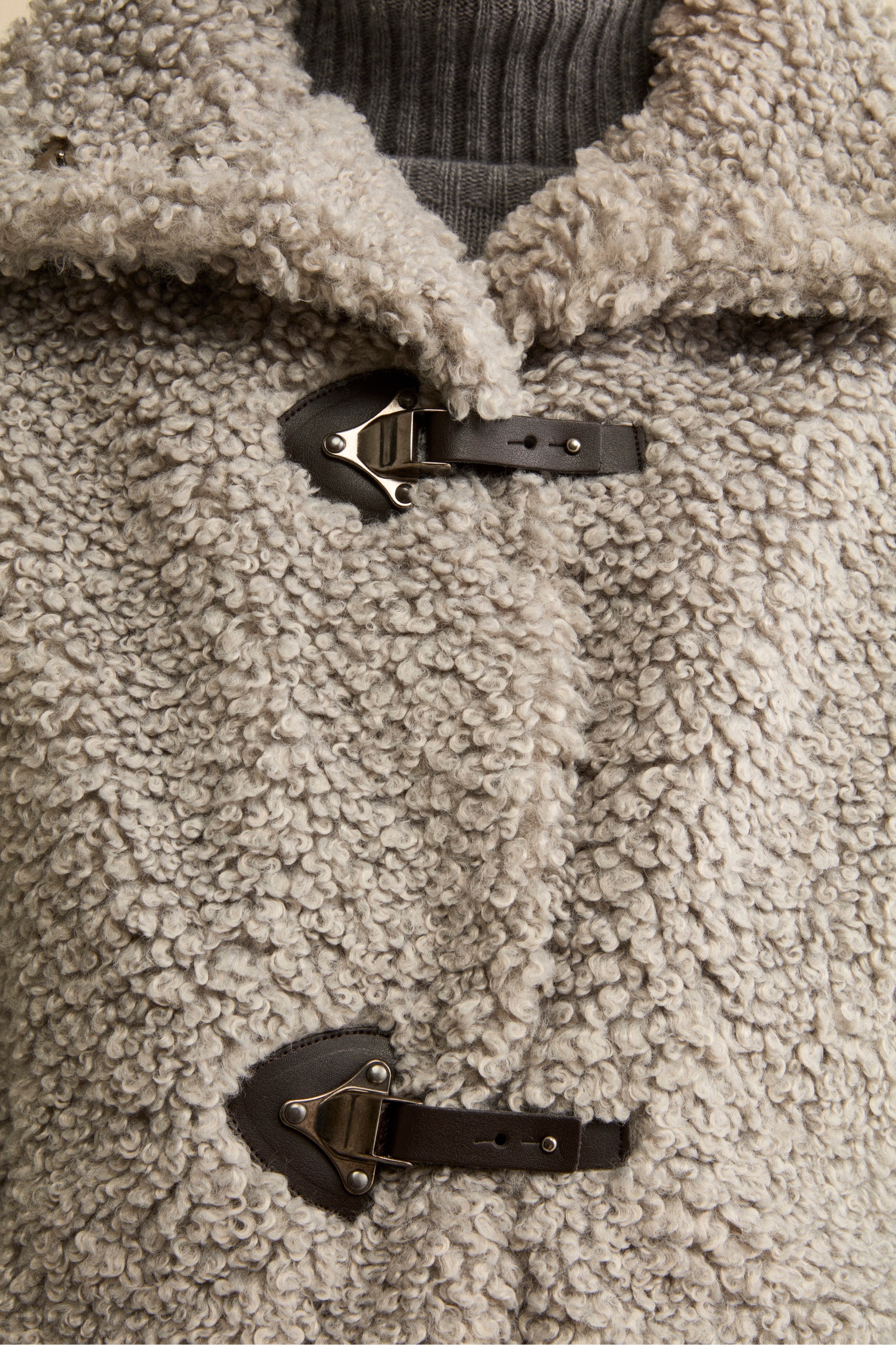 Cape teddy oversize à manches courtes - PERLE