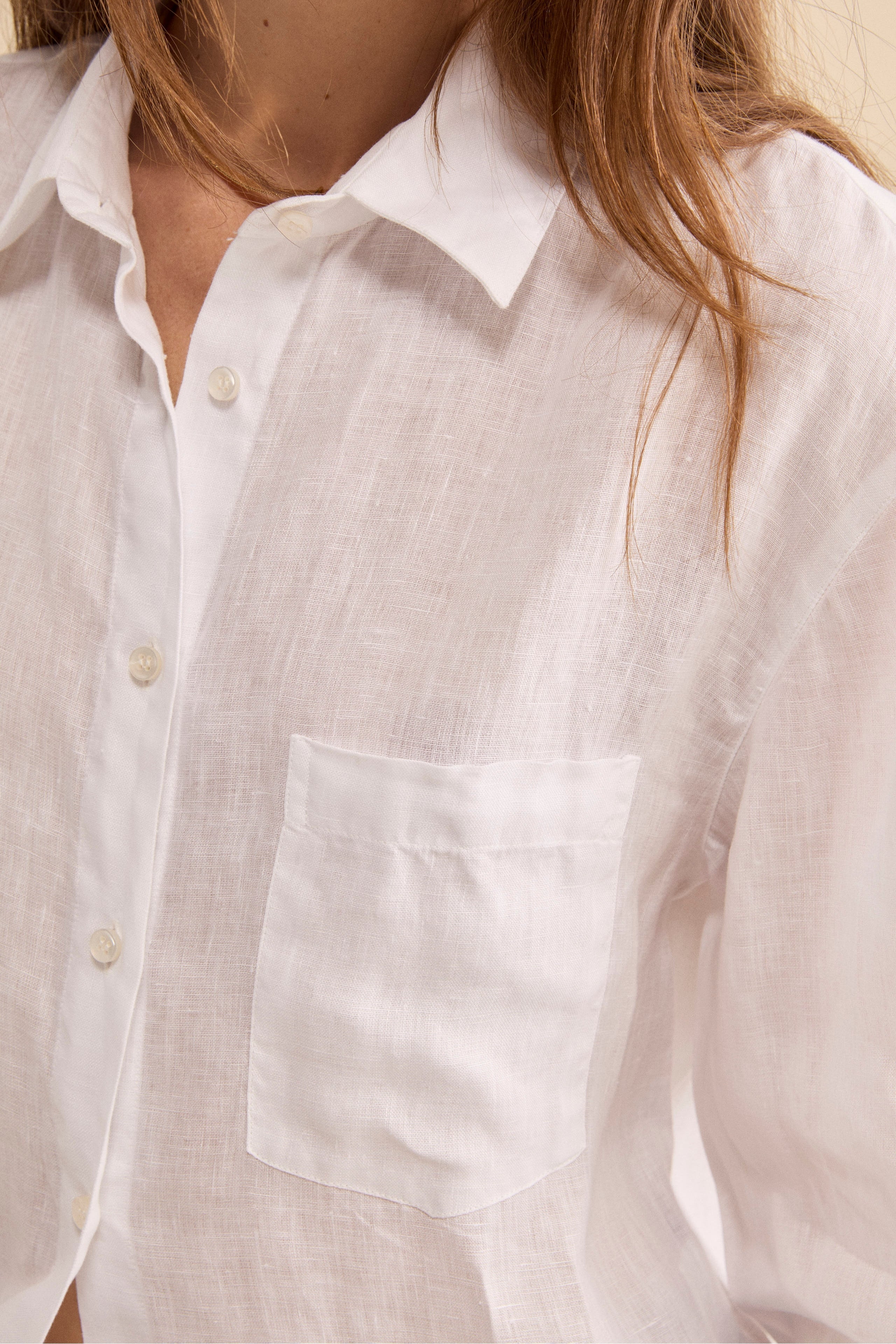 Camicia Over in Lino con Taschino - BIANCO