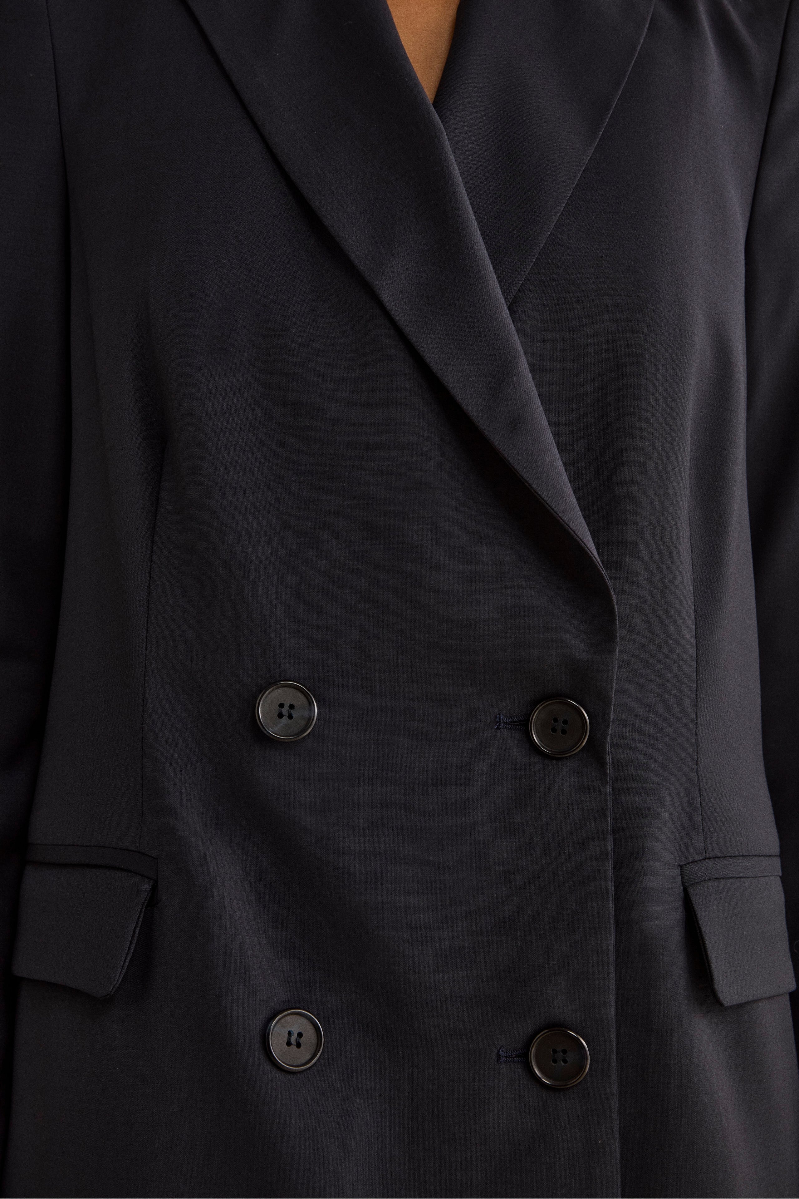 Double-Breasted Virgin Wool Suit with Peak Lapel - BLUE