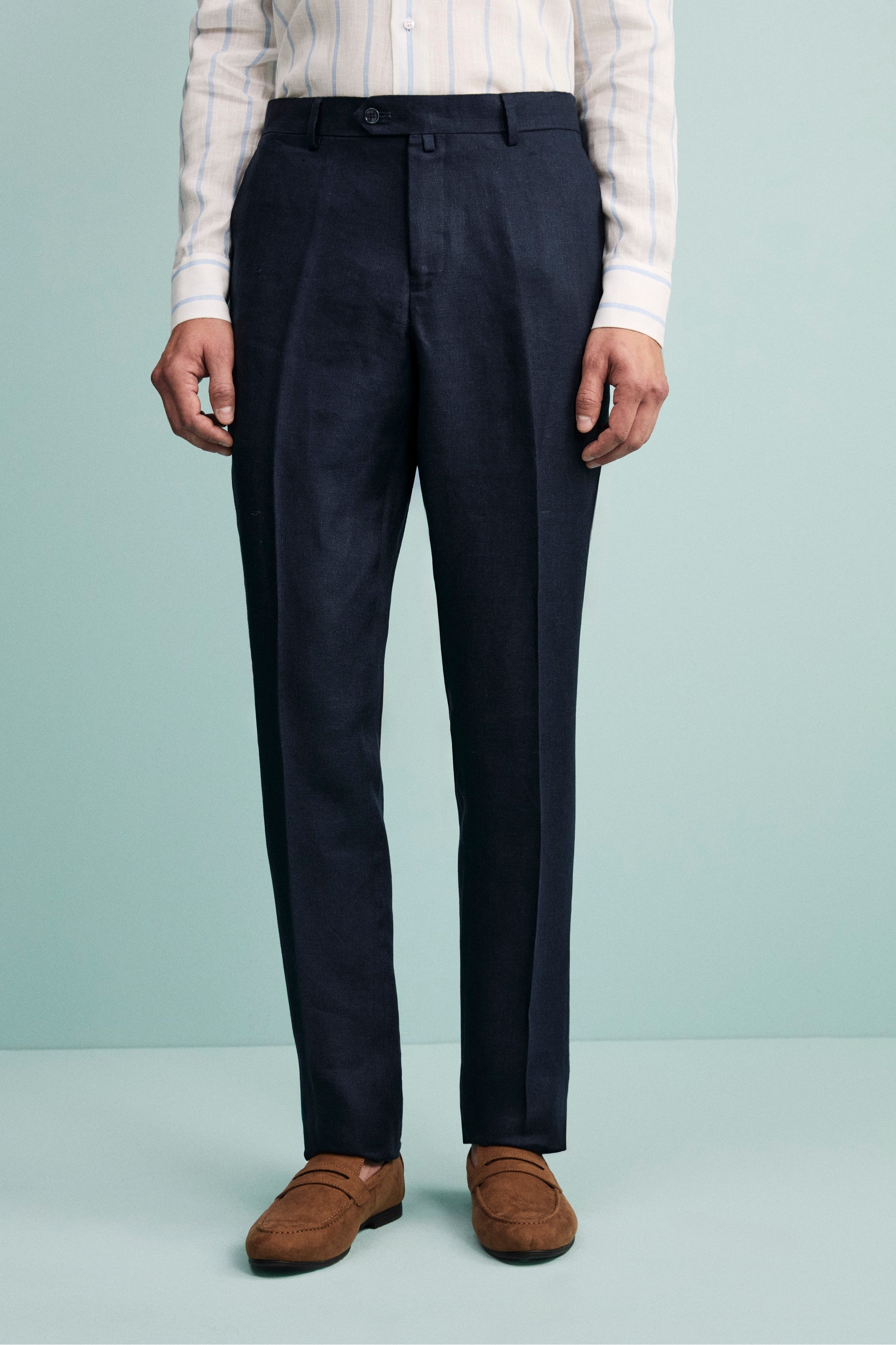 Abito Spigato Monopetto in Lino - NAVY