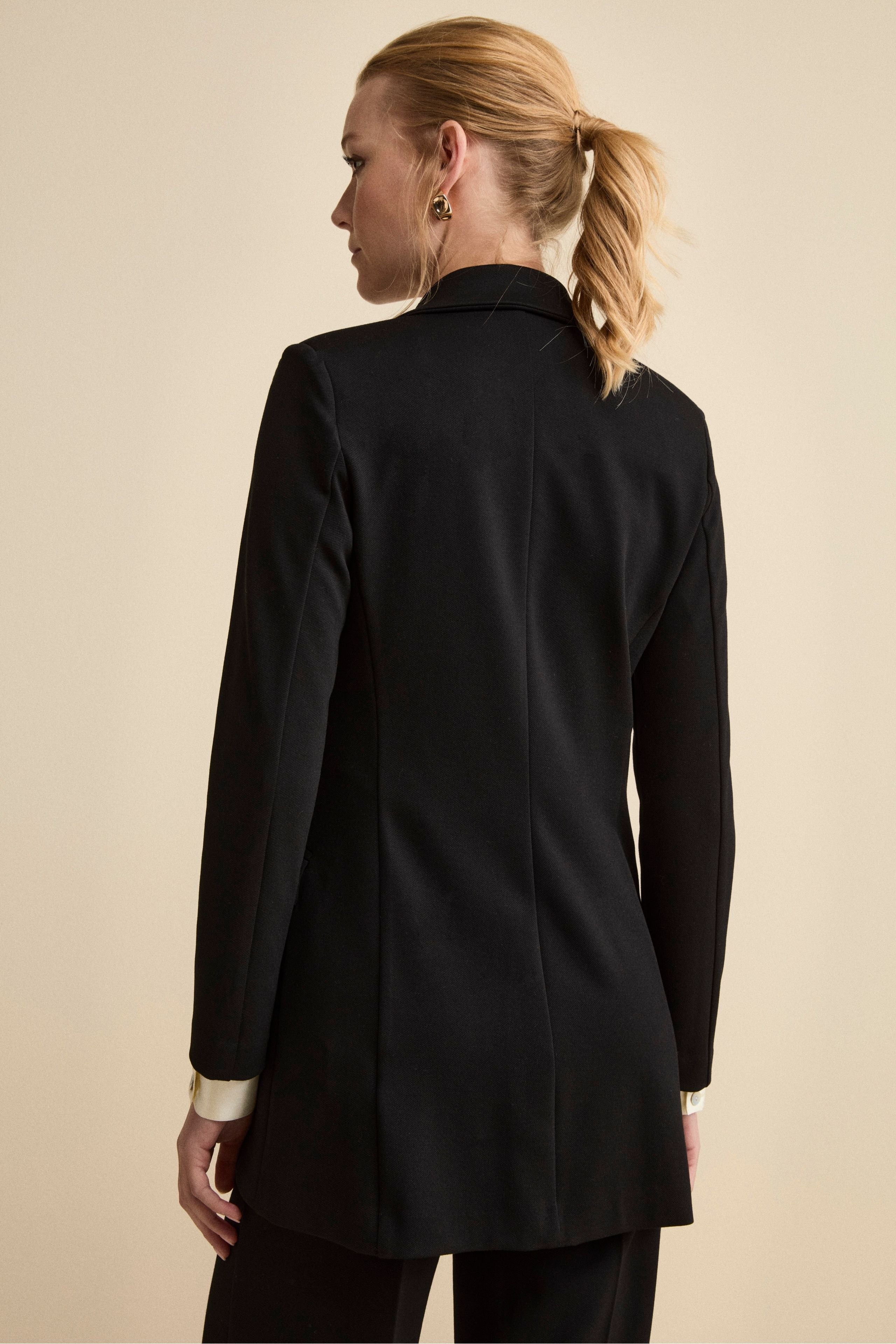 Elegant Unlined Blazer with Notch Lapels - BLACK