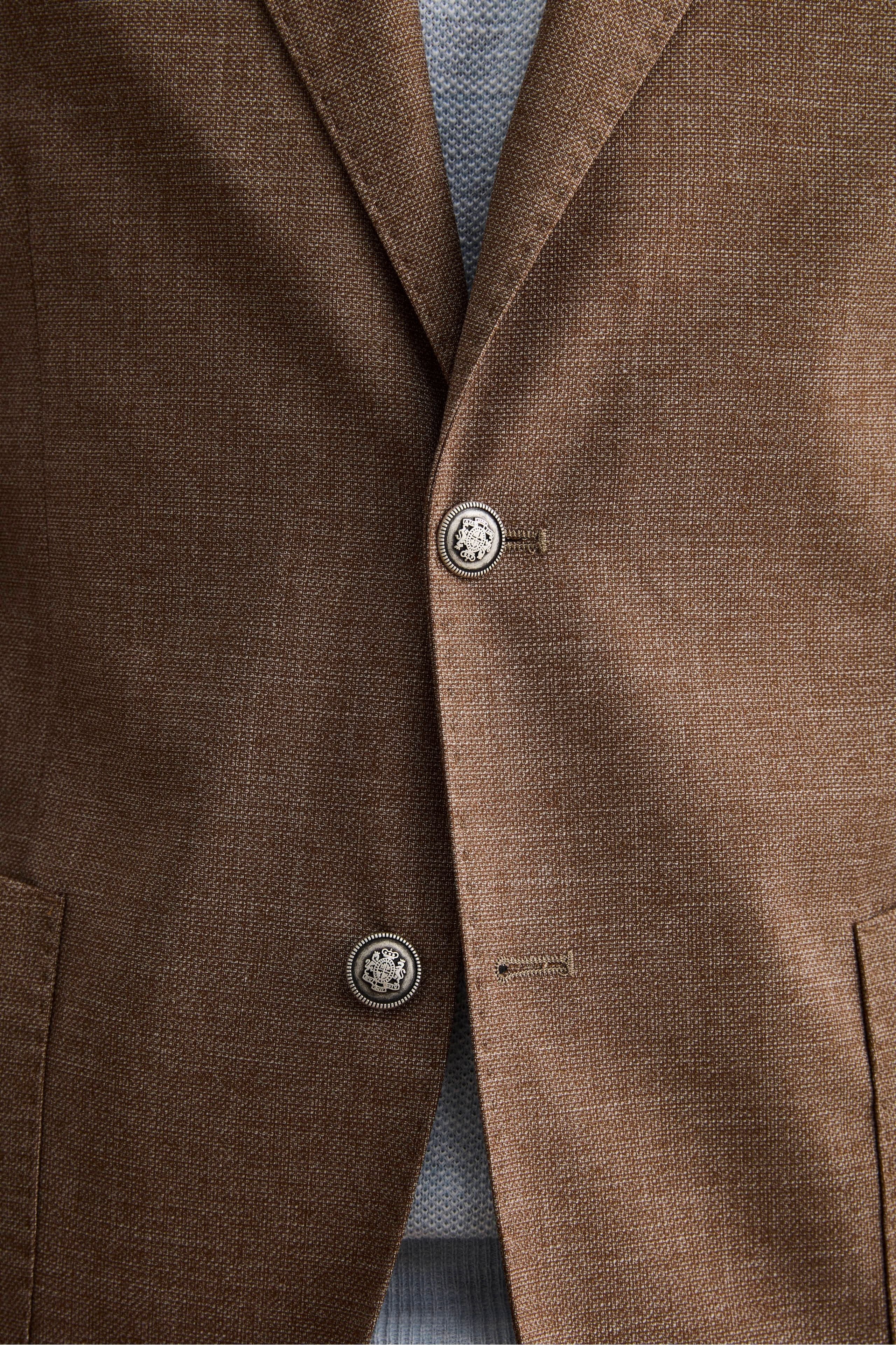 Herren Einreihige Unstrukturierte Wollmix-Jacke - Braun