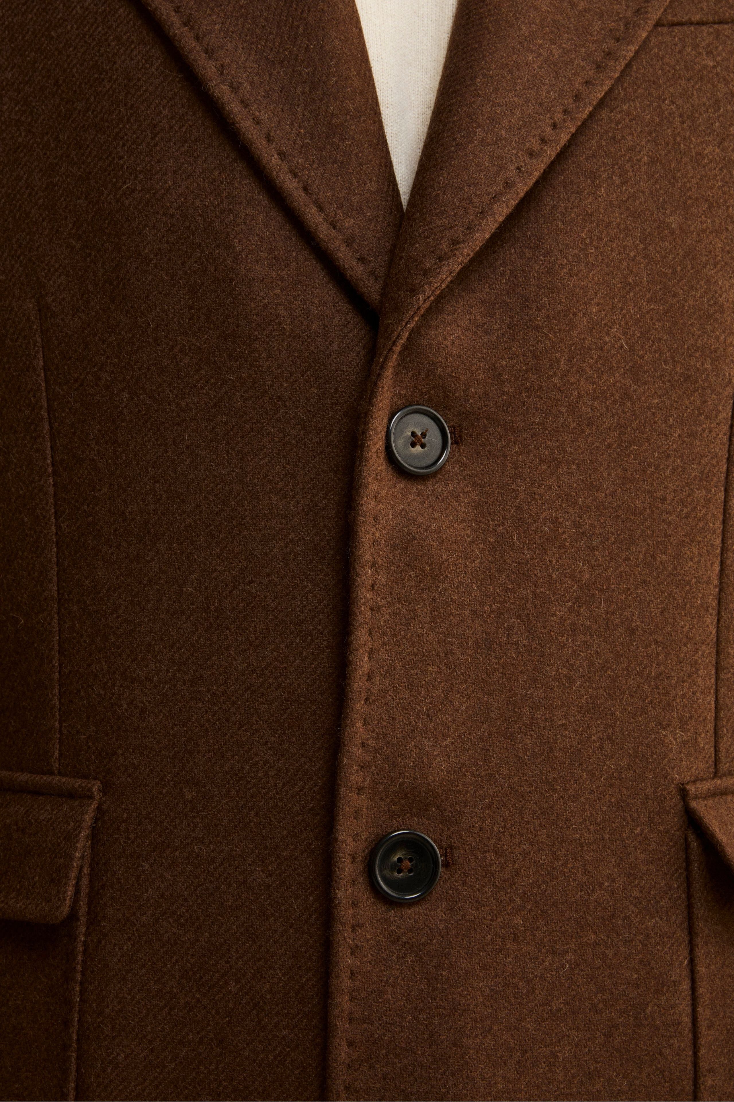 Twill Coat in Wool - brown
