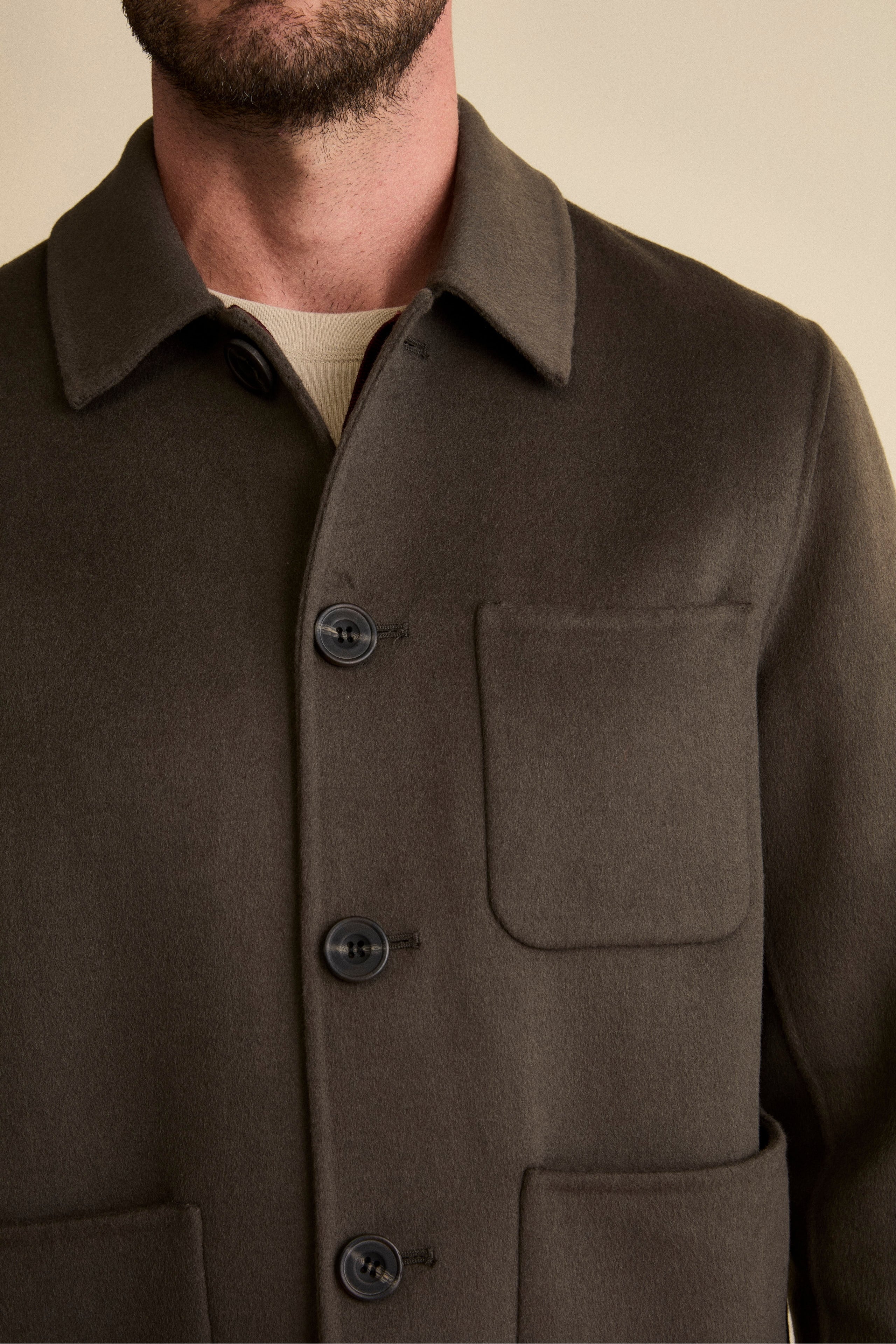 Shirt Jacket in Wool Blend - Dark grey