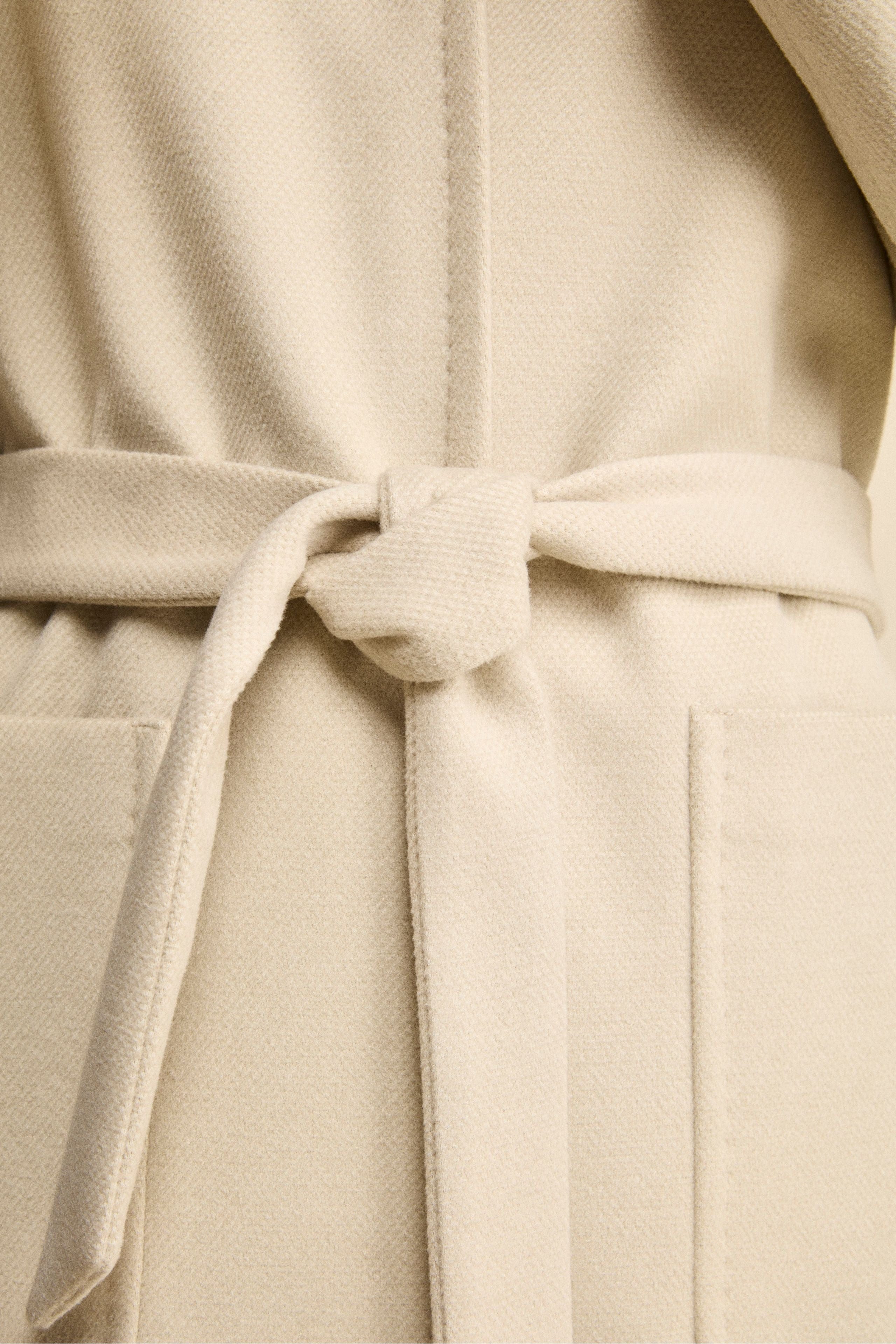 Long Lined Belted Coat - BEIGE